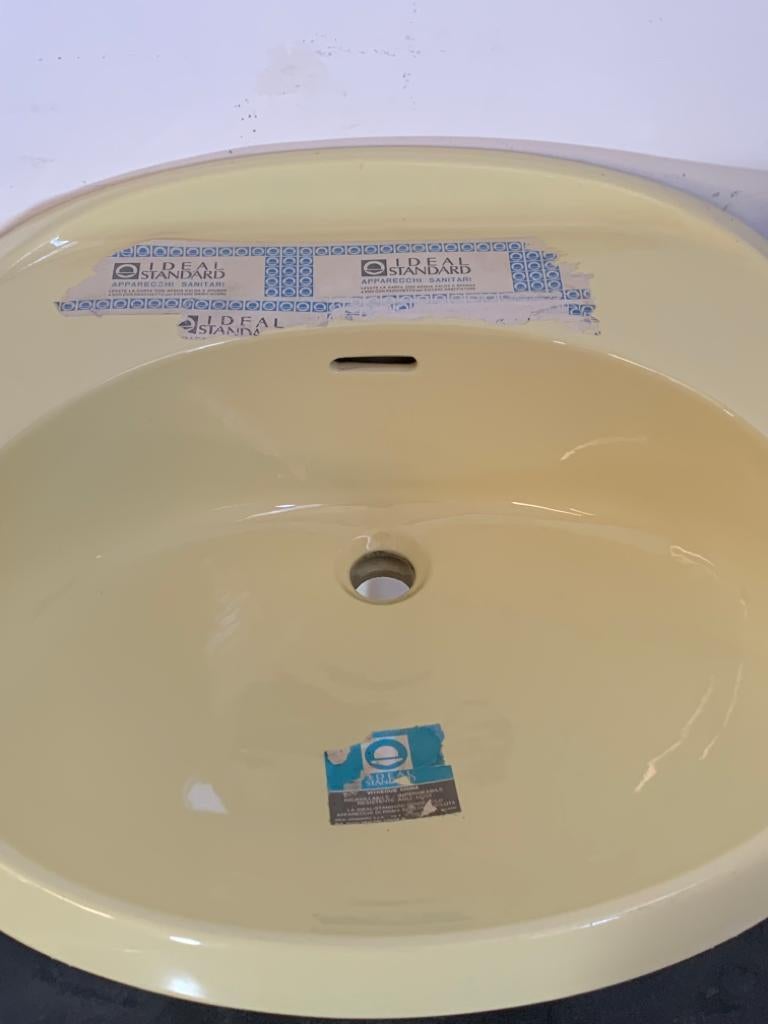 Ellisse Yellow Washbasin by Gio Ponti for Ideal Standard, 1970s In Excellent Condition In Montelabbate, PU