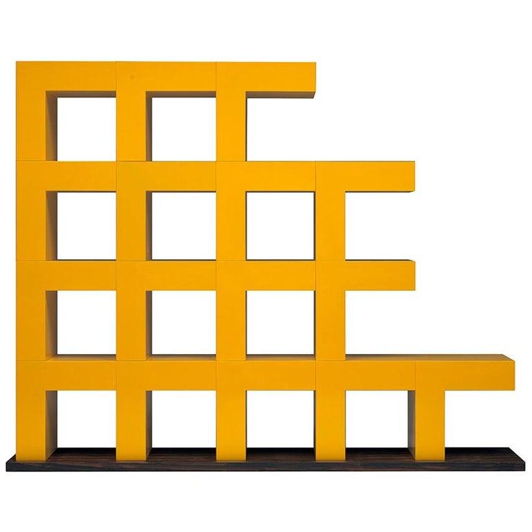 Ellissima M Modulares Glänzendes Bücherregal mit Basis in Zirikote Holz von Aldo Cibic 1