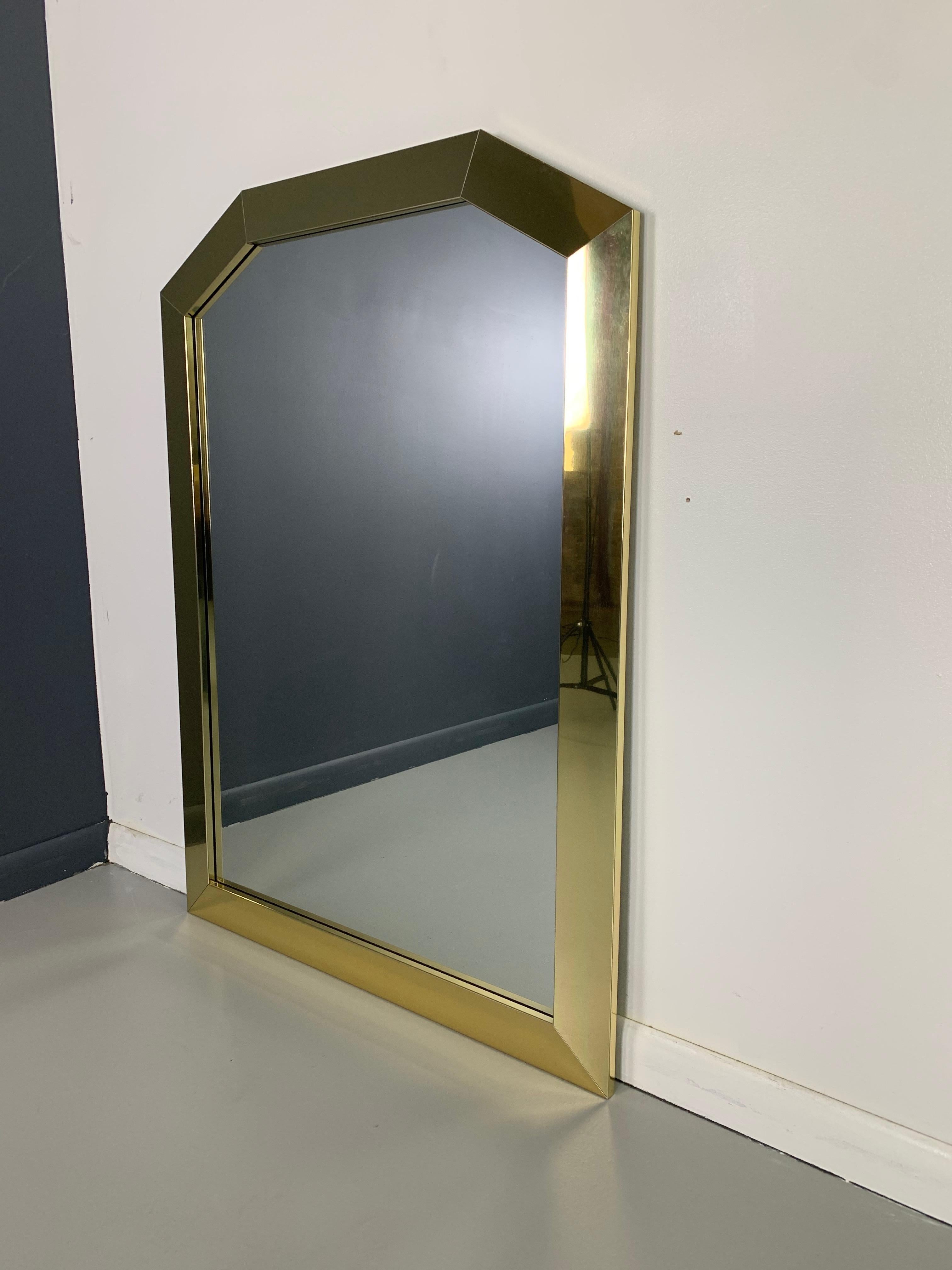 North American Ello 1980s Arched Brass Framed Mirror Mid Century For Sale