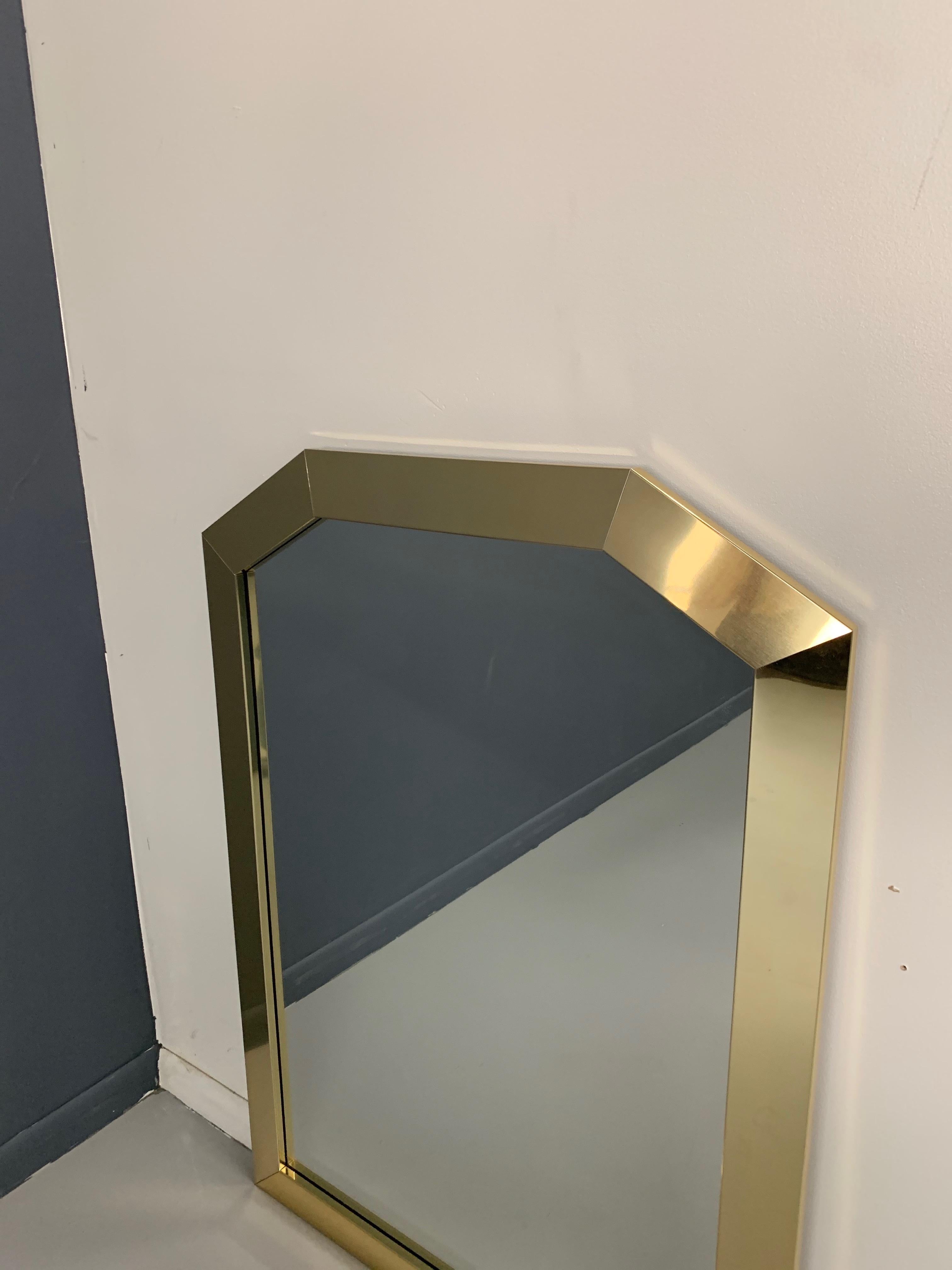 Ello 1980s Arched Brass Framed Mirror Mid Century In Good Condition For Sale In Philadelphia, PA