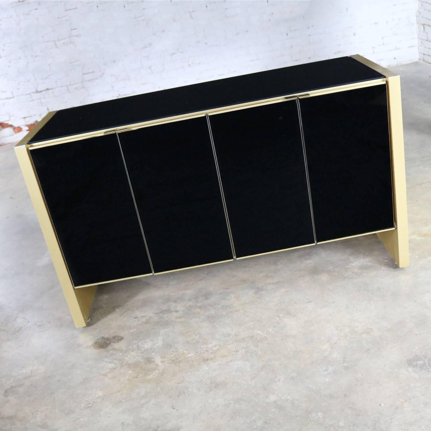 black glass credenza