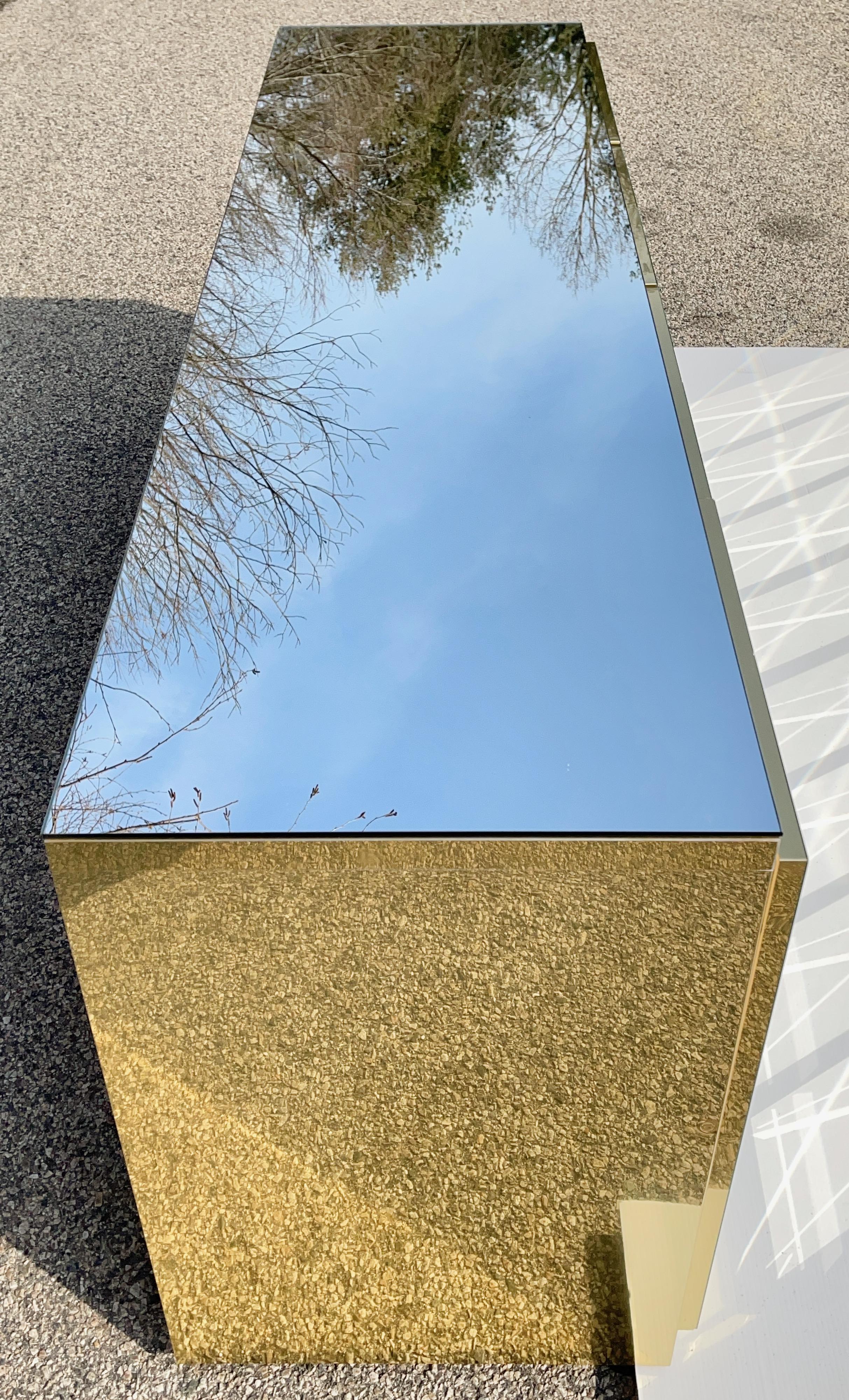 Ello Brass & Beveled Mirror Four Door Sideboard For Sale 6