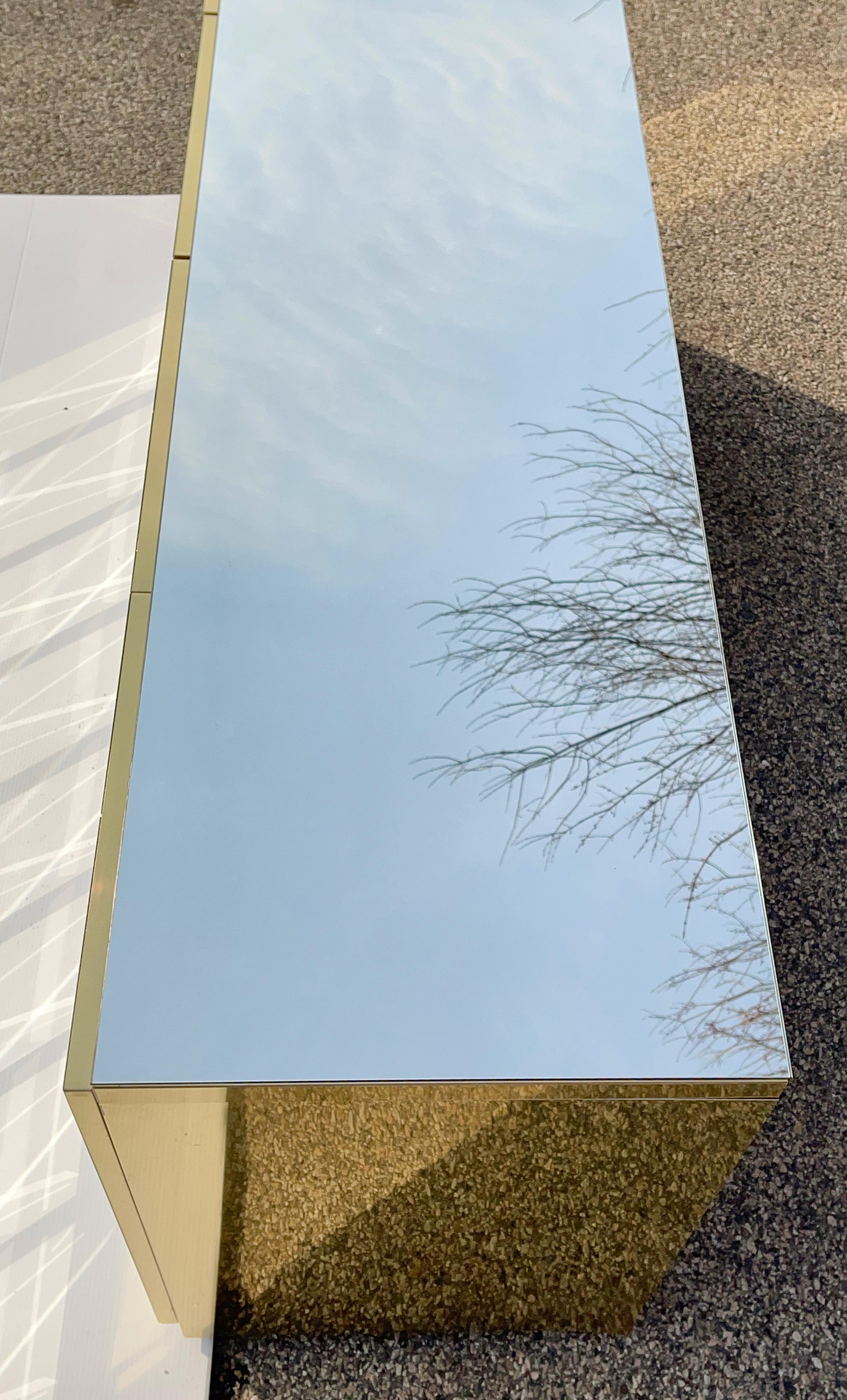 Ello Brass & Beveled Mirror Four Door Sideboard For Sale 7