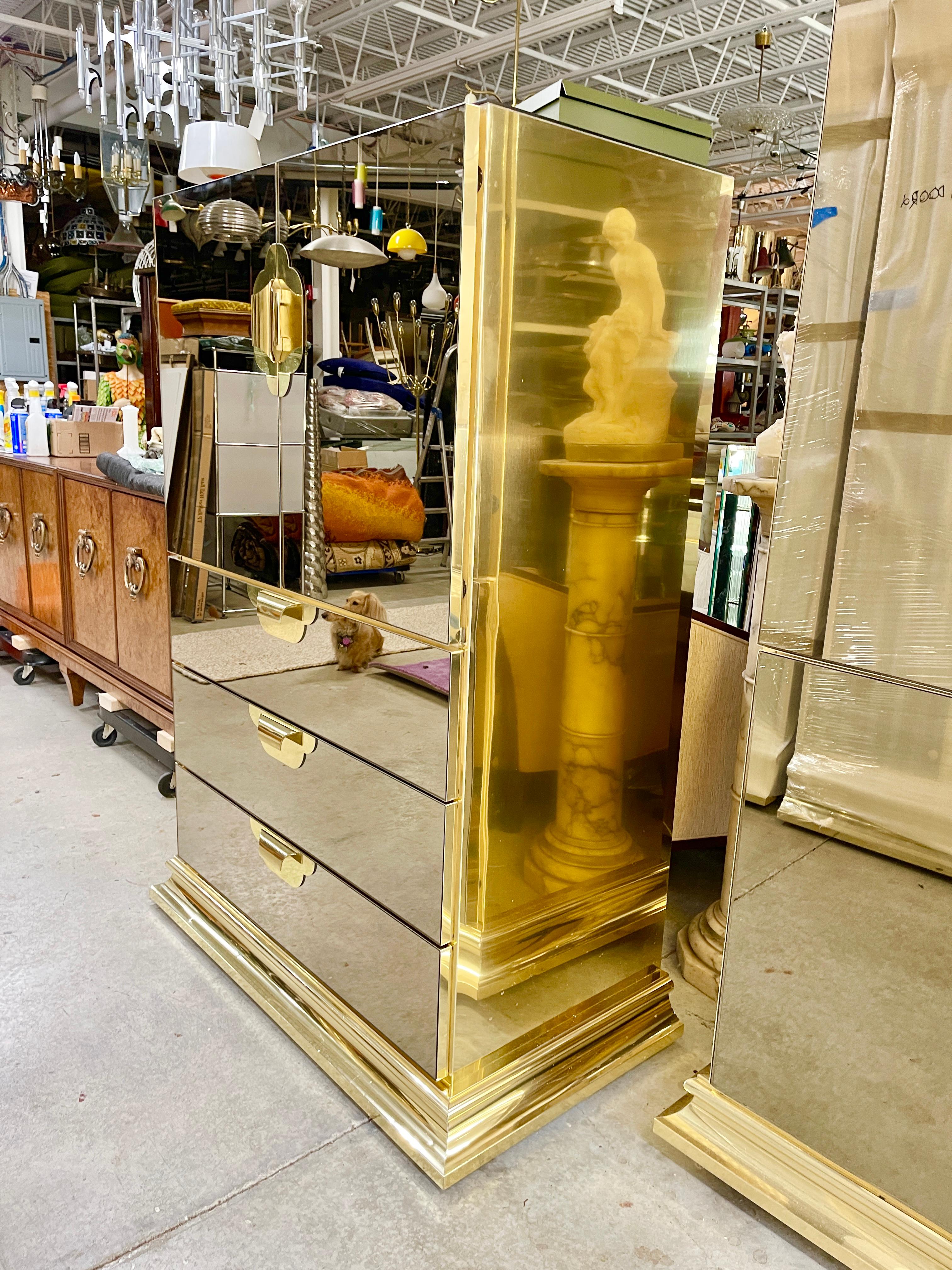 Ello Brass & Bronzed Mirror Tall Boy (X2) For Sale 7