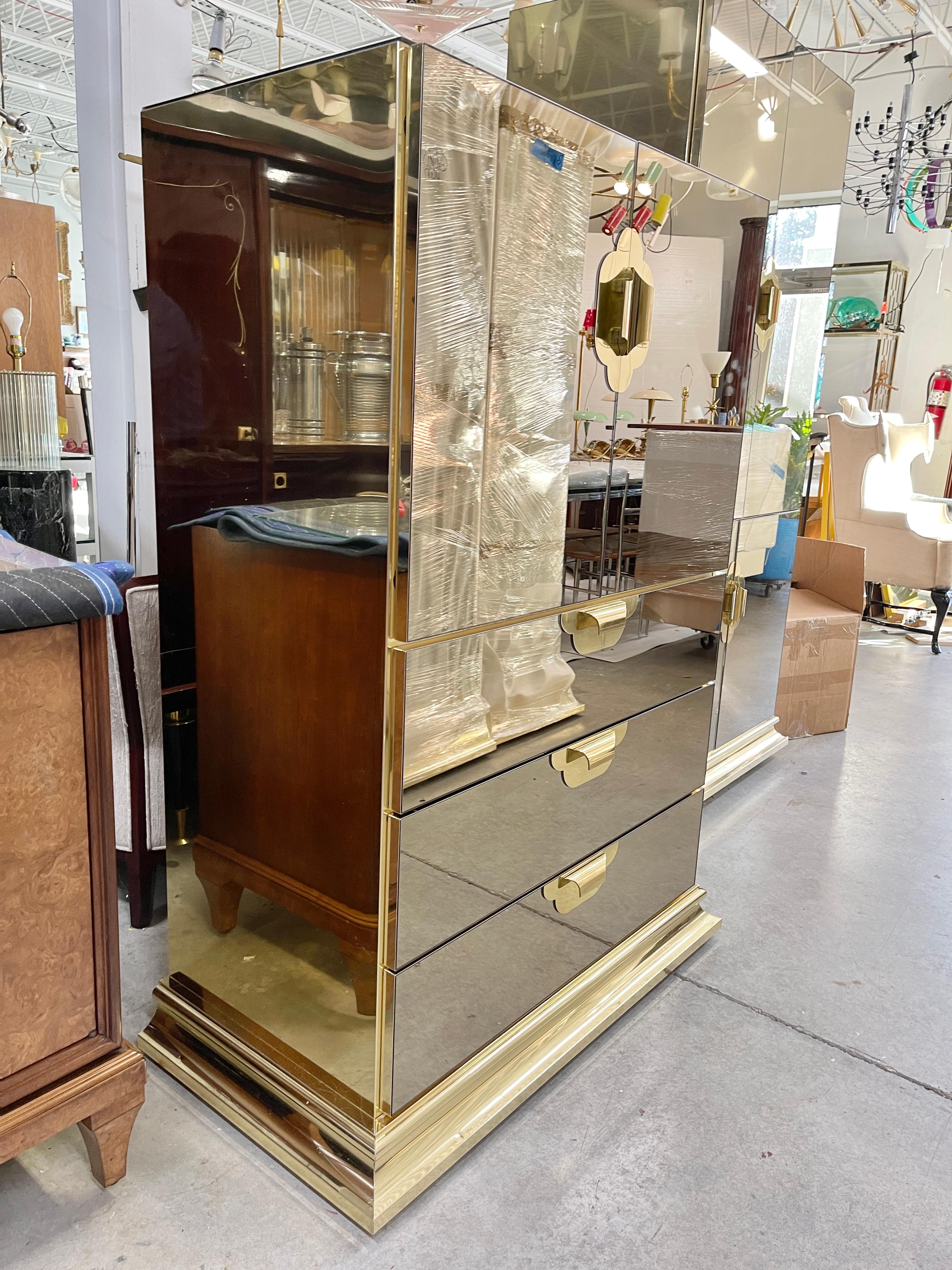 Ello Brass & Bronzed Mirror Tall Boy (X2) For Sale 10