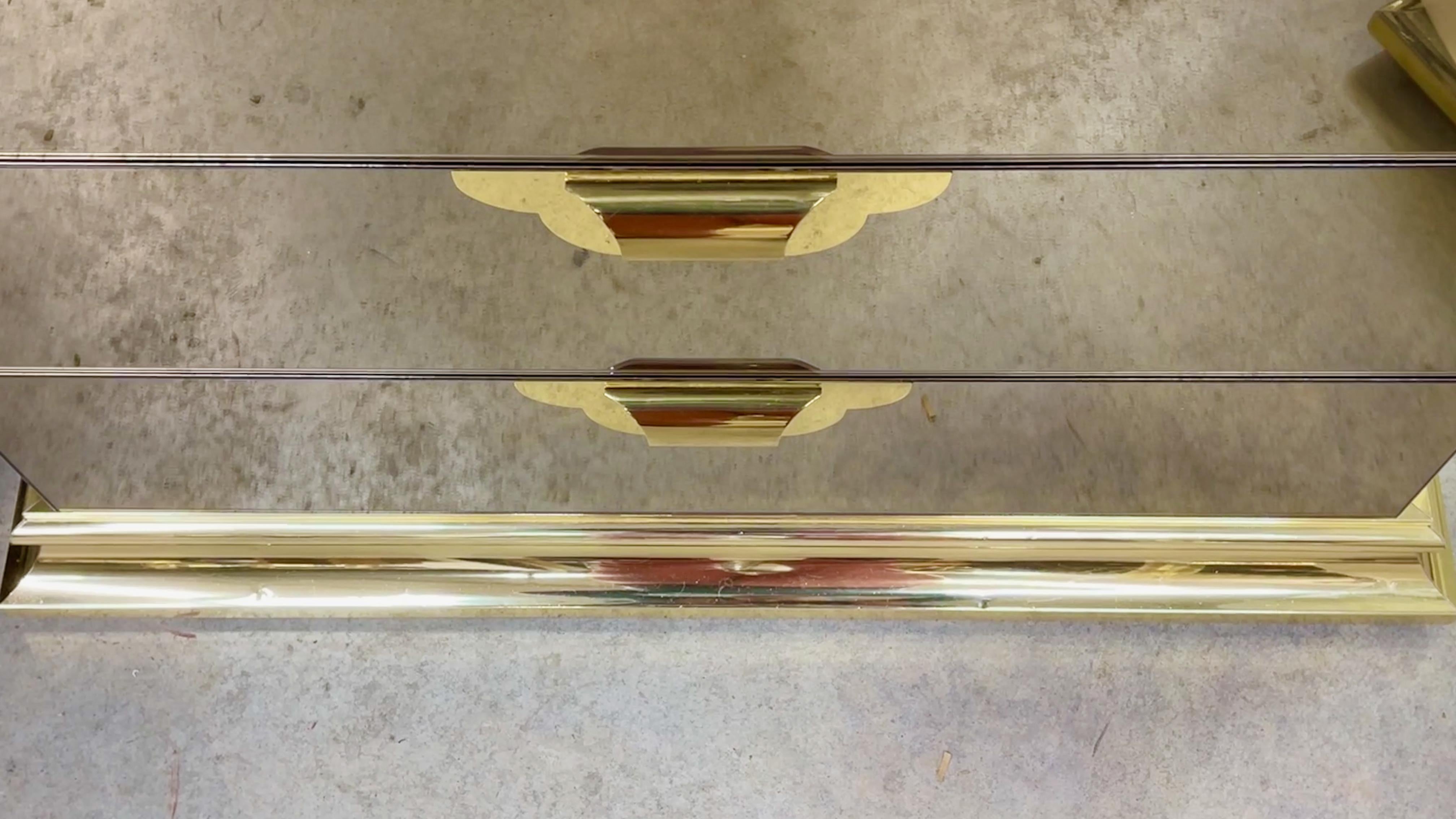 Late 20th Century Ello Brass & Bronzed Mirror Tall Boy (X2) For Sale