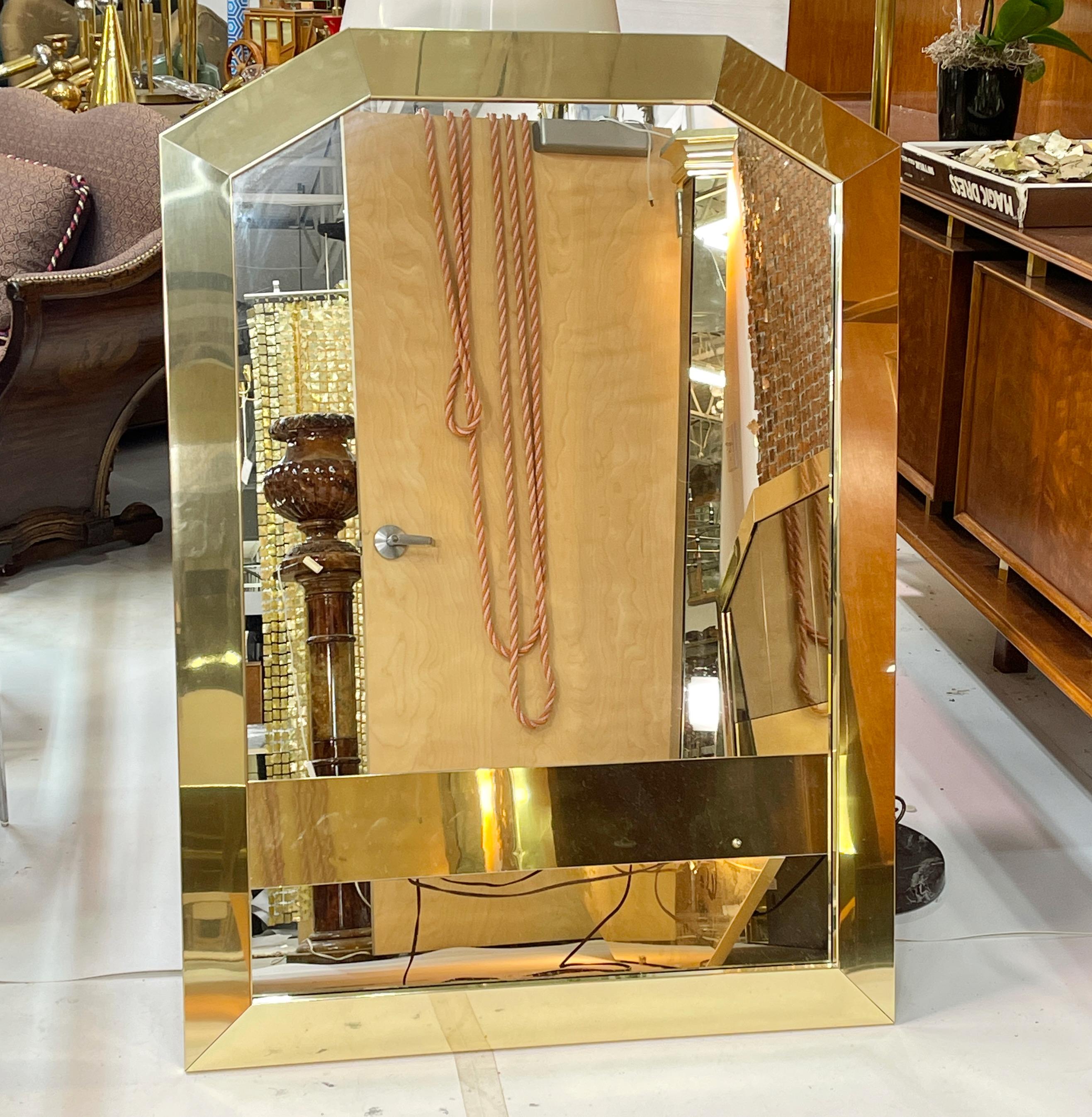 Late 20th Century Ello Brass Framed Wall Mirror