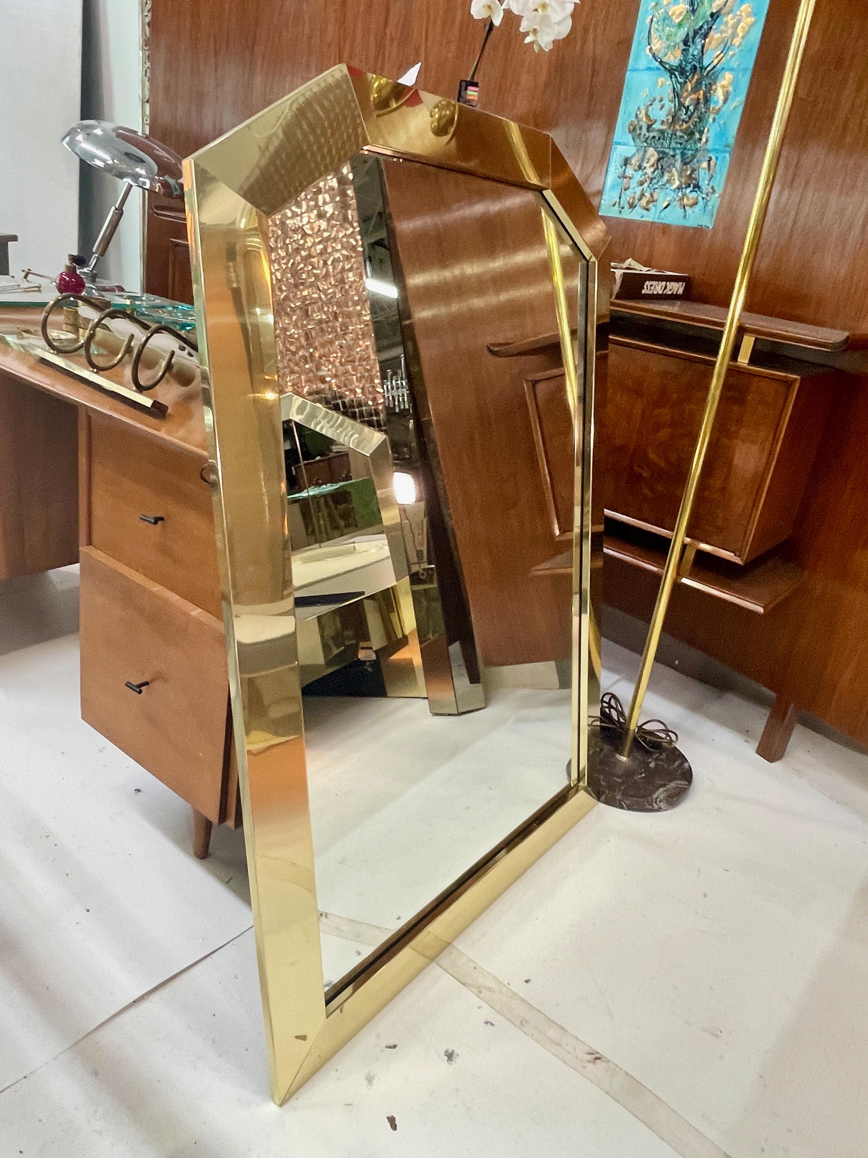Ello Brass Framed Wall Mirror For Sale 2