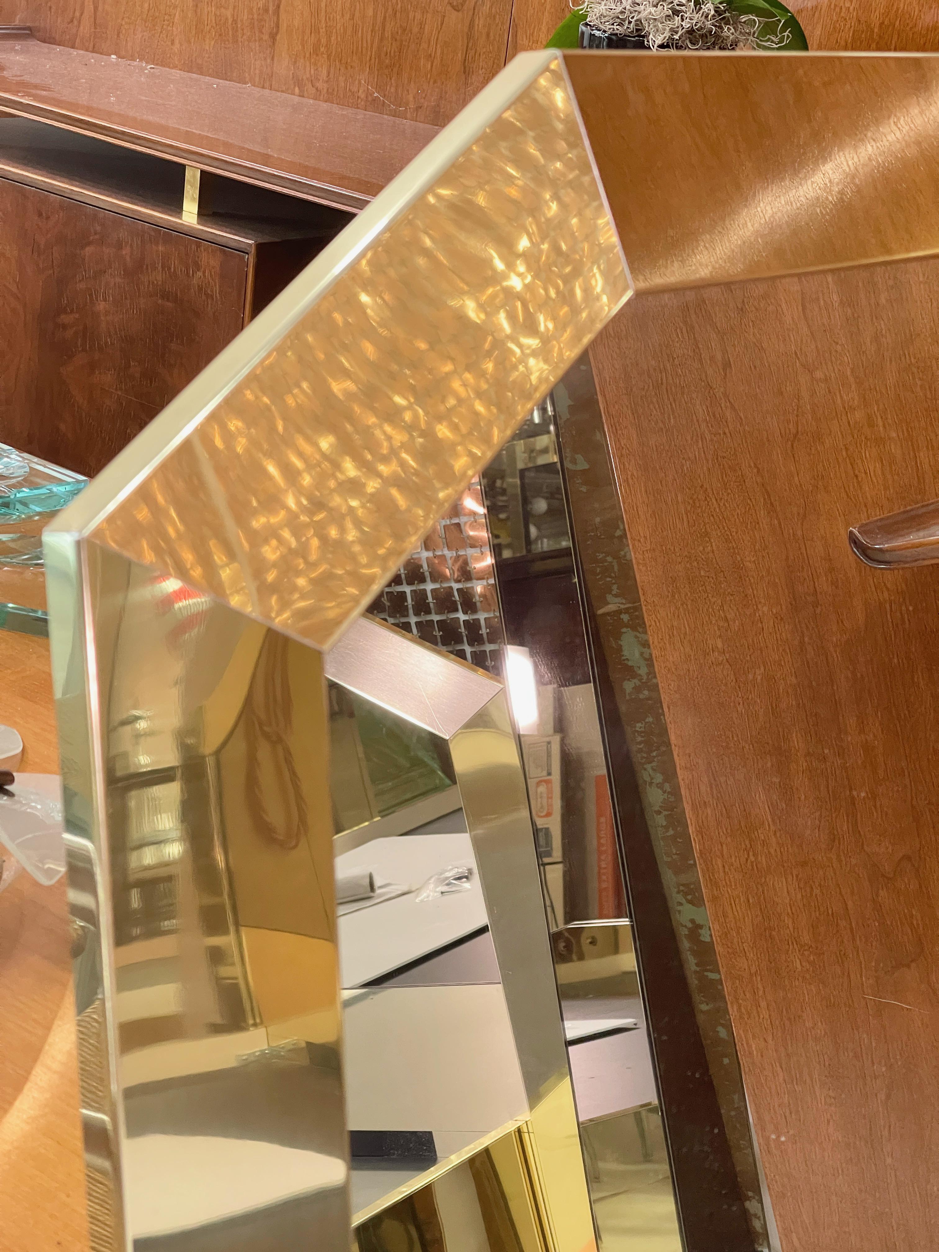 Ello Brass Framed Wall Mirror For Sale 3