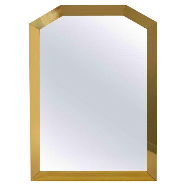 Ello Brass Framed Wall Mirror For Sale at 1stDibs