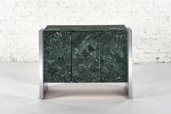 Ello Chrome and Verde Green Marble Credenza, 1980