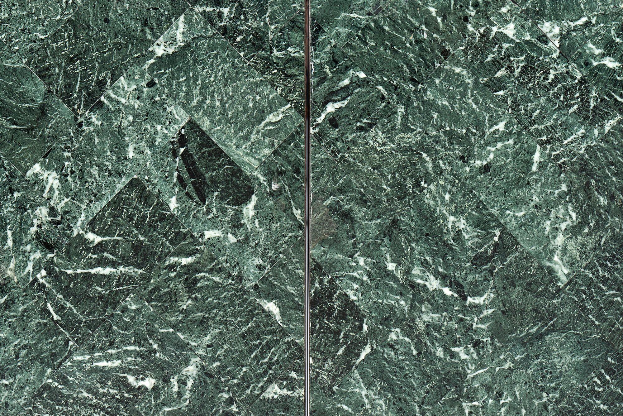 Anrichte aus Chrom und grünem Verde-grünem Marmor von Ello, 1980 im Angebot 2