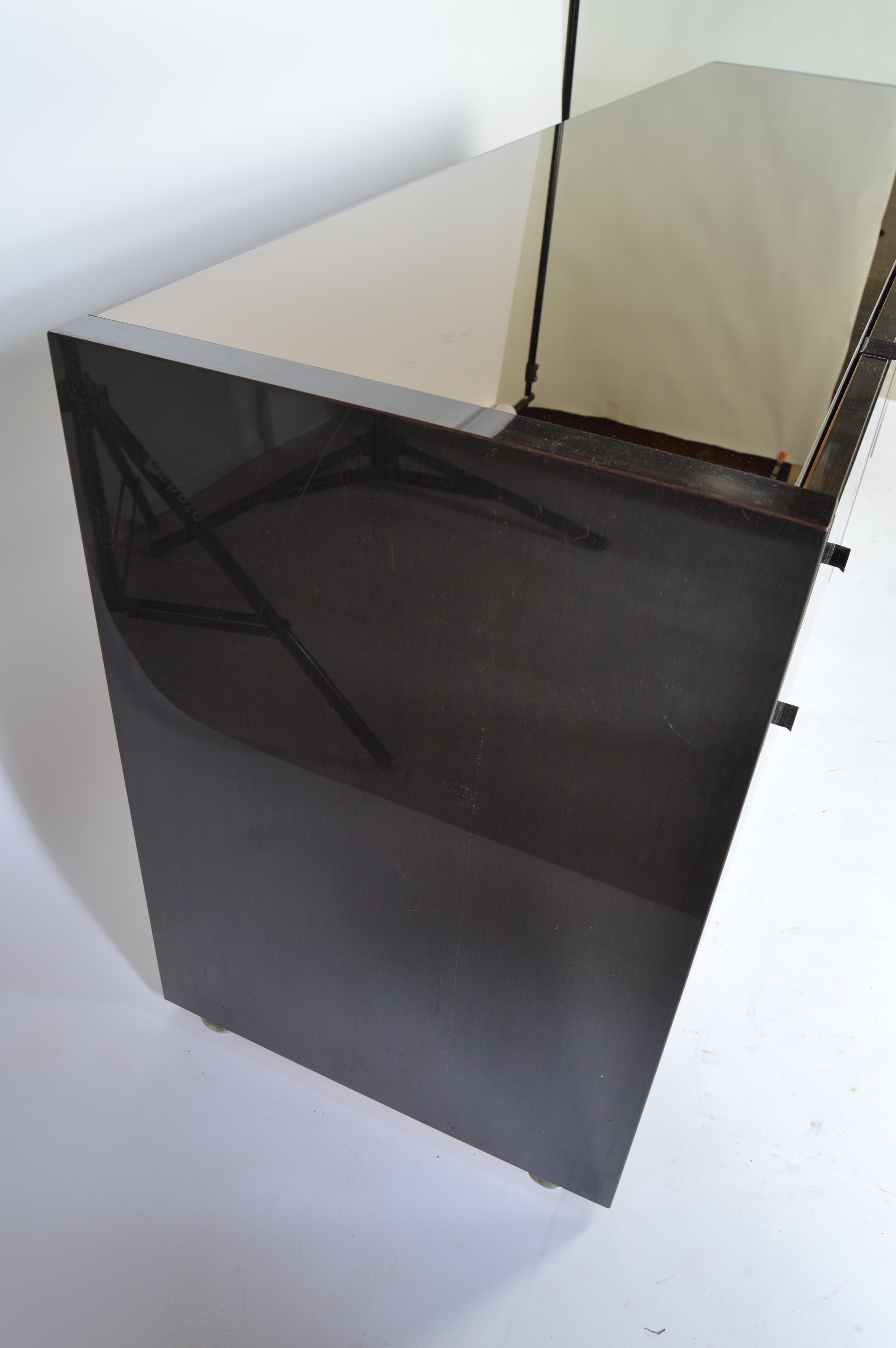 Mid-Century Modern Ello Furniture Smoked Mirror and Chromed Steel Credenza