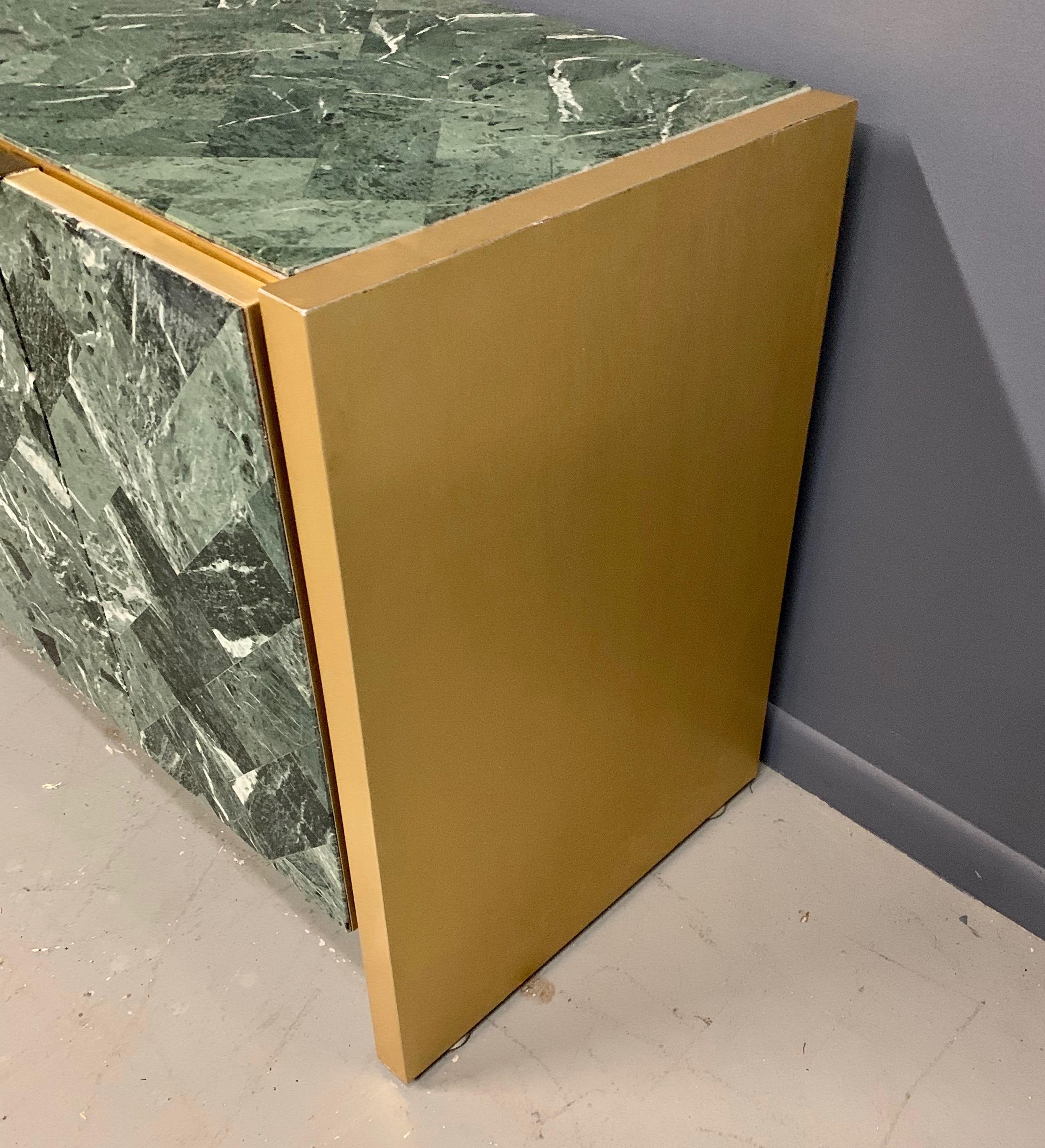 Ello Green Tessellated Marble and Brushed Brass Credenza 3
