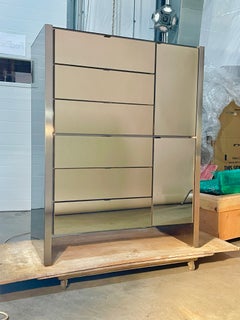 Ello Gunmetal Stainless & Smoked Mirror Tall Boy Dresser