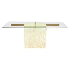 Ello Italian Travertine Marble & Glass Dining Table