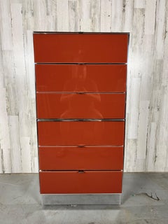Ello Lacquered Glass and Chrome High Boy Dresser