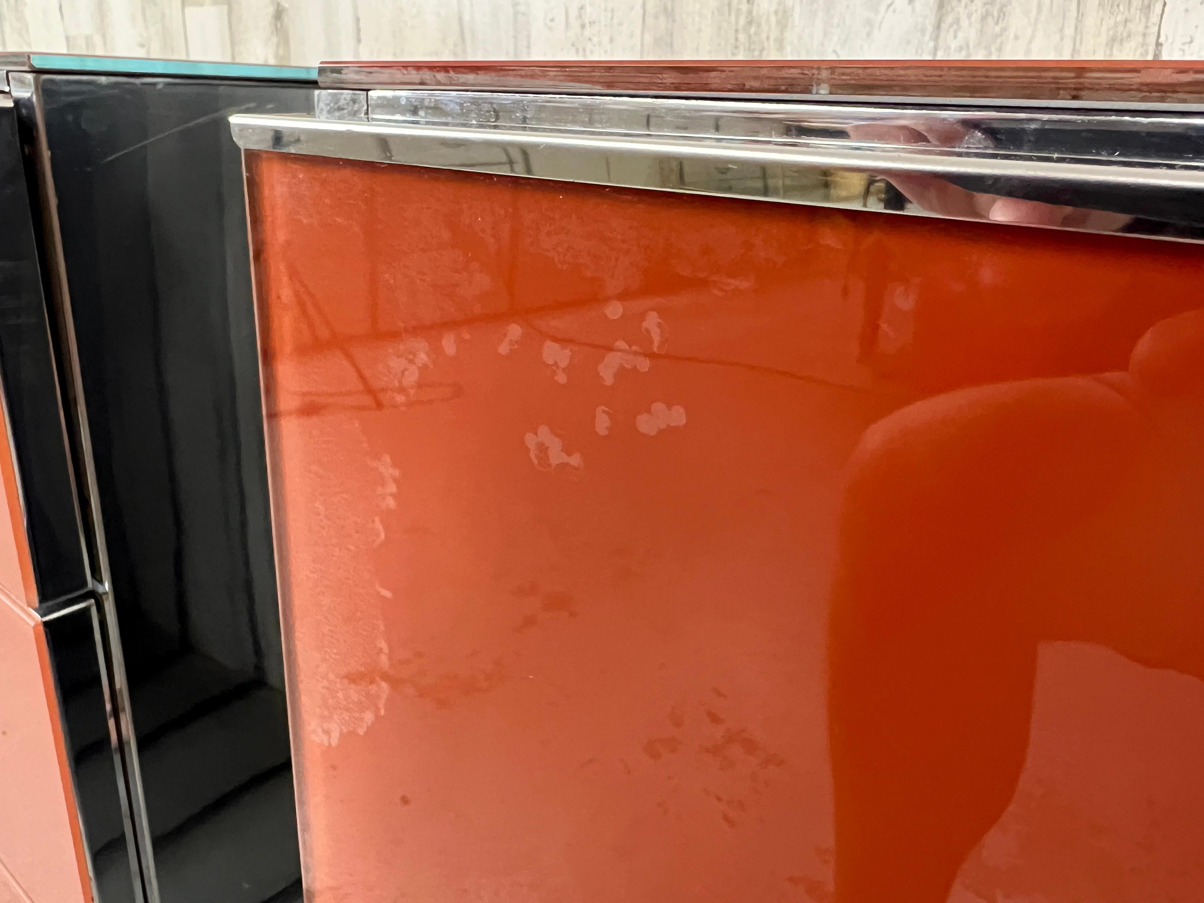 Ello Lacquered Glass and Chrome Nightstands 5