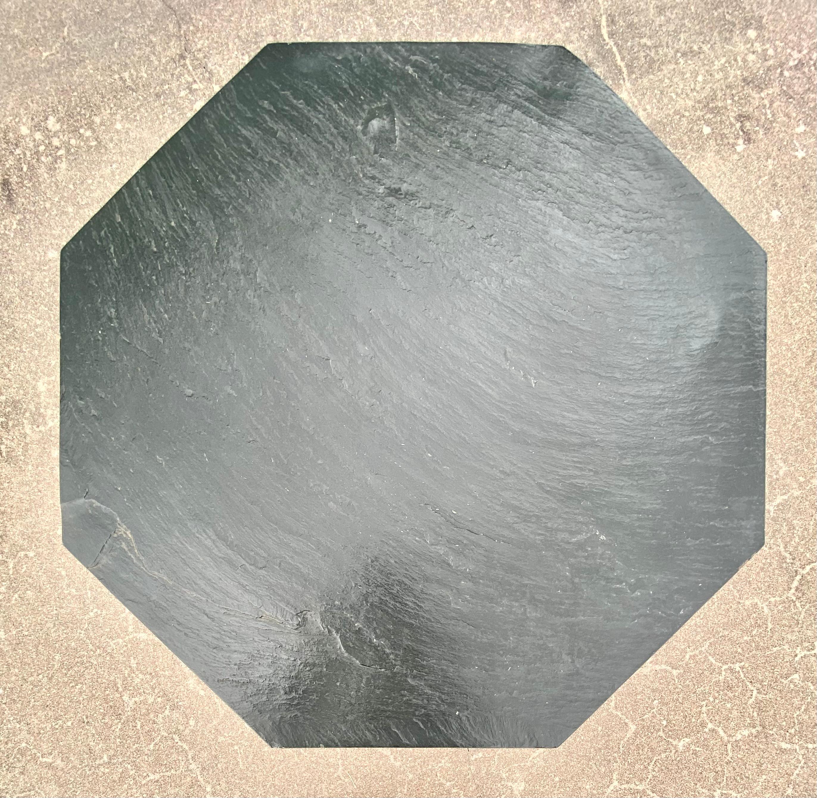 Hand-Crafted Ello Marble + Slate Octagonal Game Table For Sale