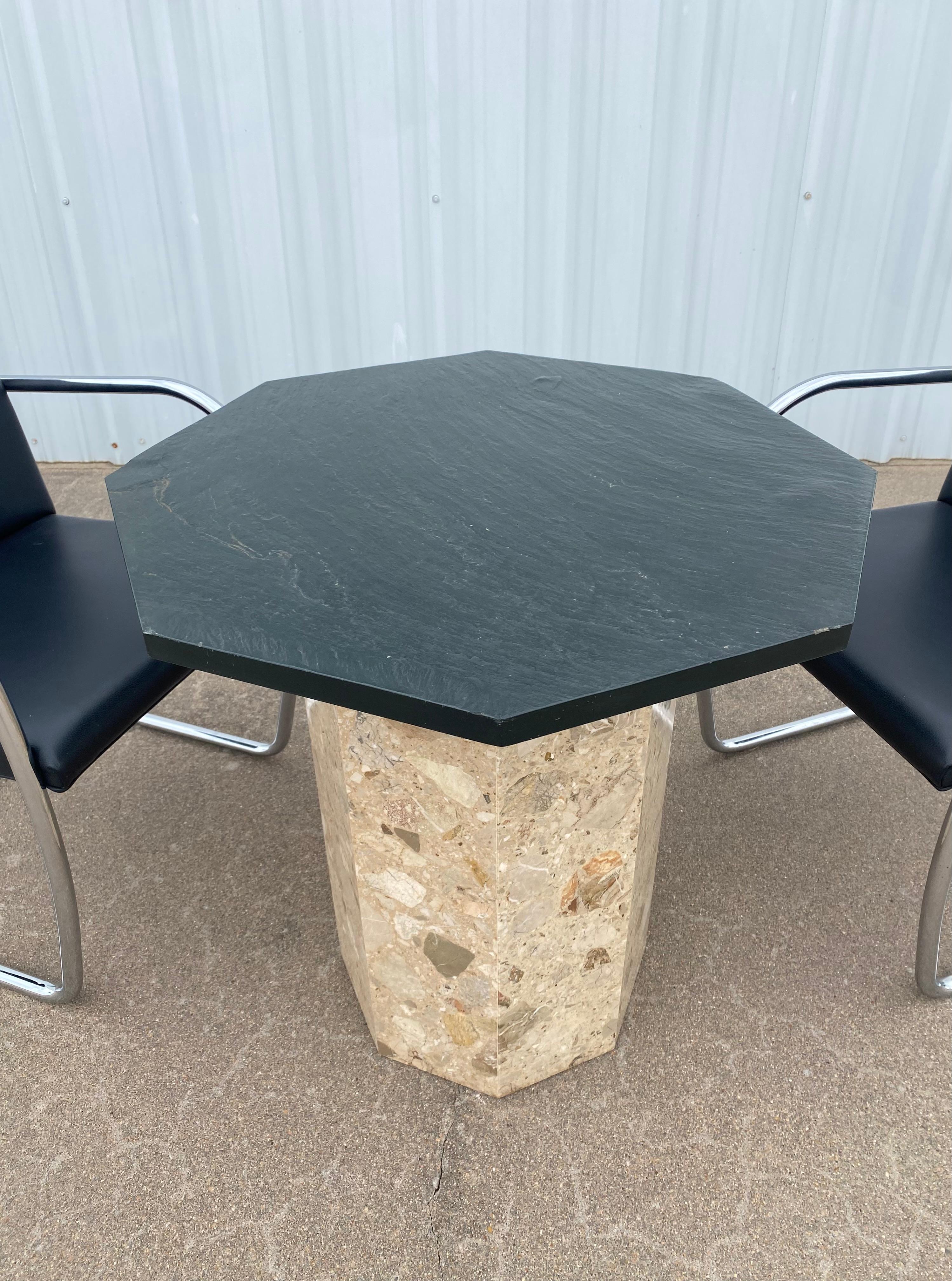 Ello Marble + Slate Octagonal Game Table In Good Condition For Sale In Round Top, TX