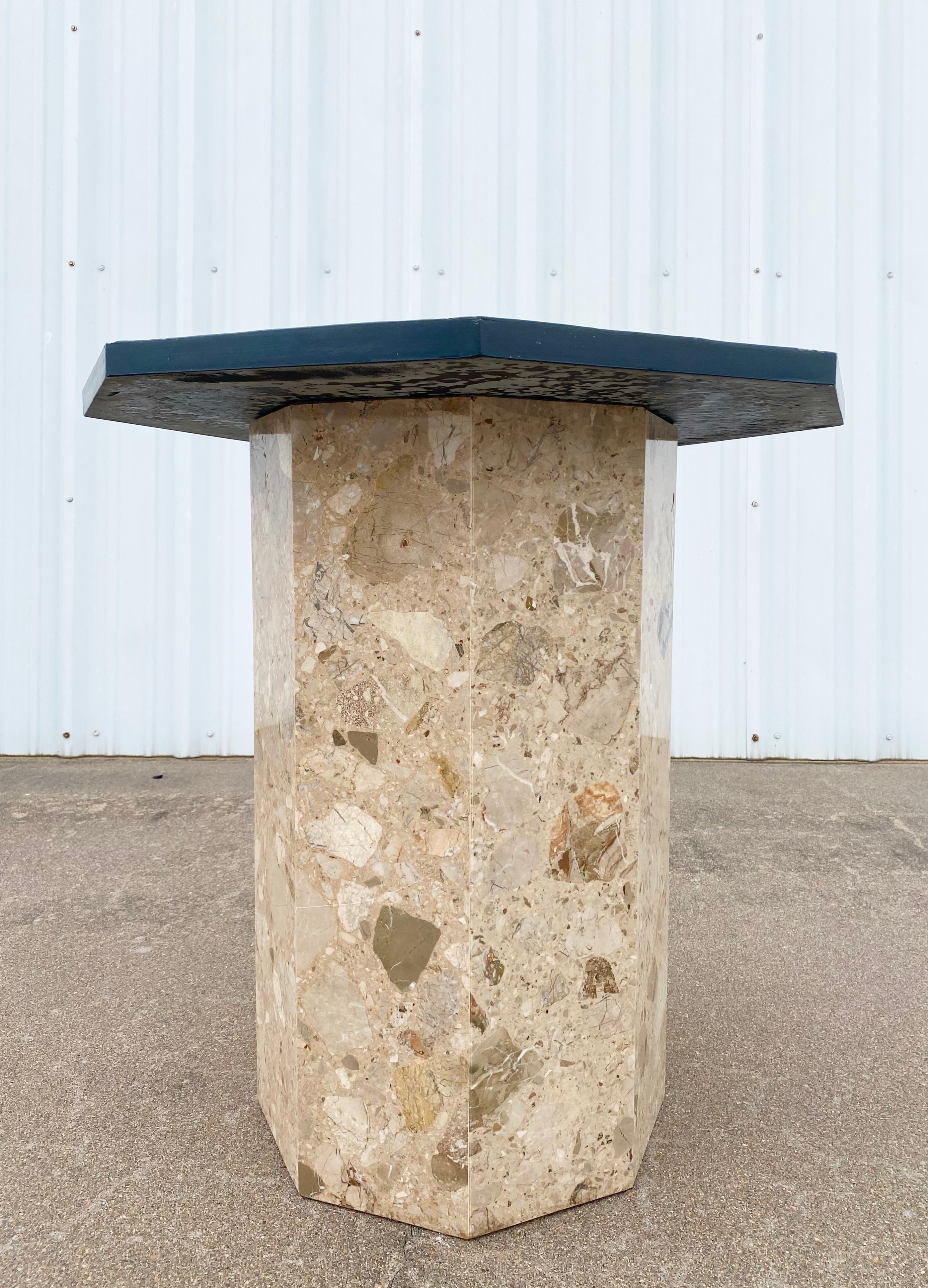 20th Century Ello Marble + Slate Octagonal Game Table For Sale
