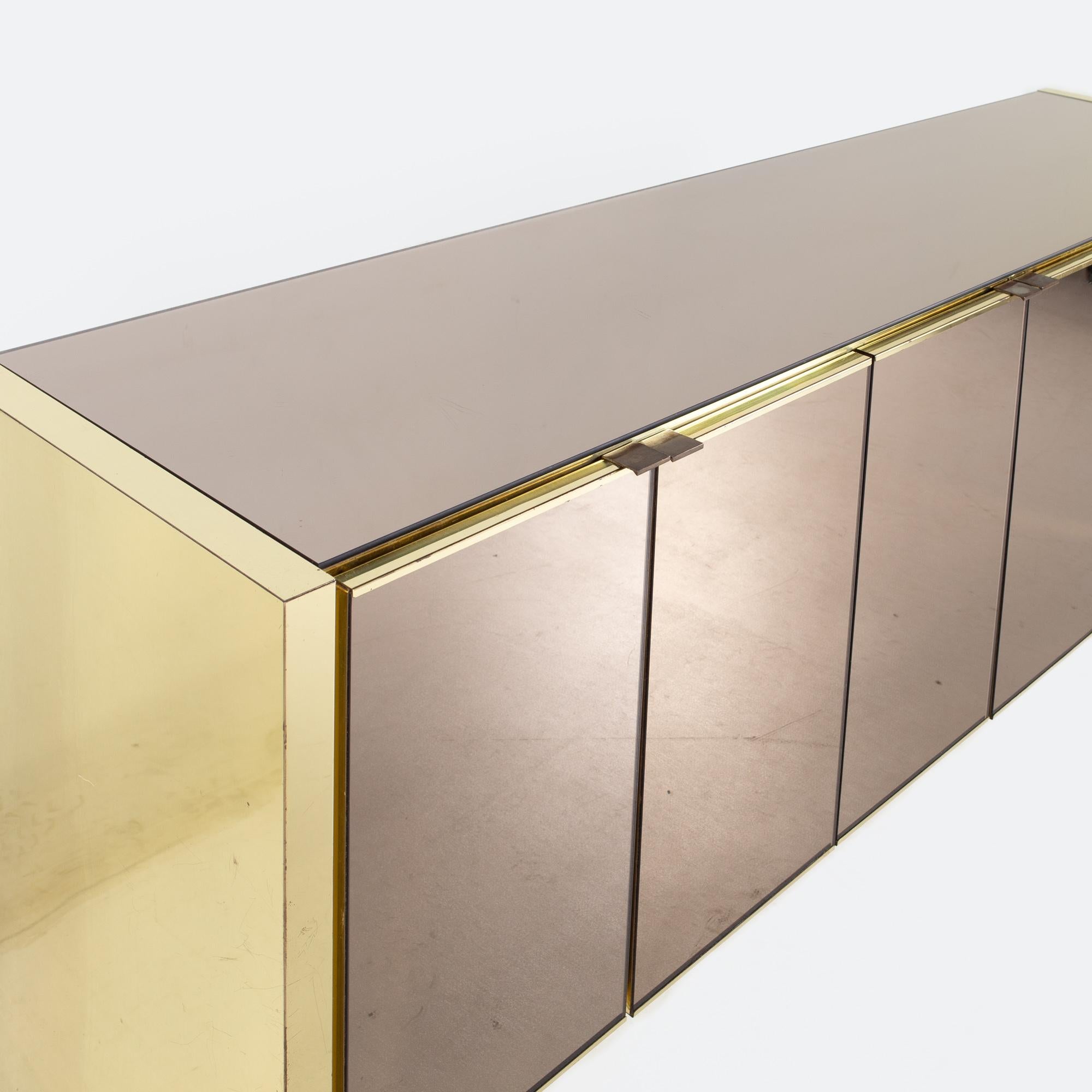 American Ello Mid Century Brass and Mirrored Sideboard Credenza