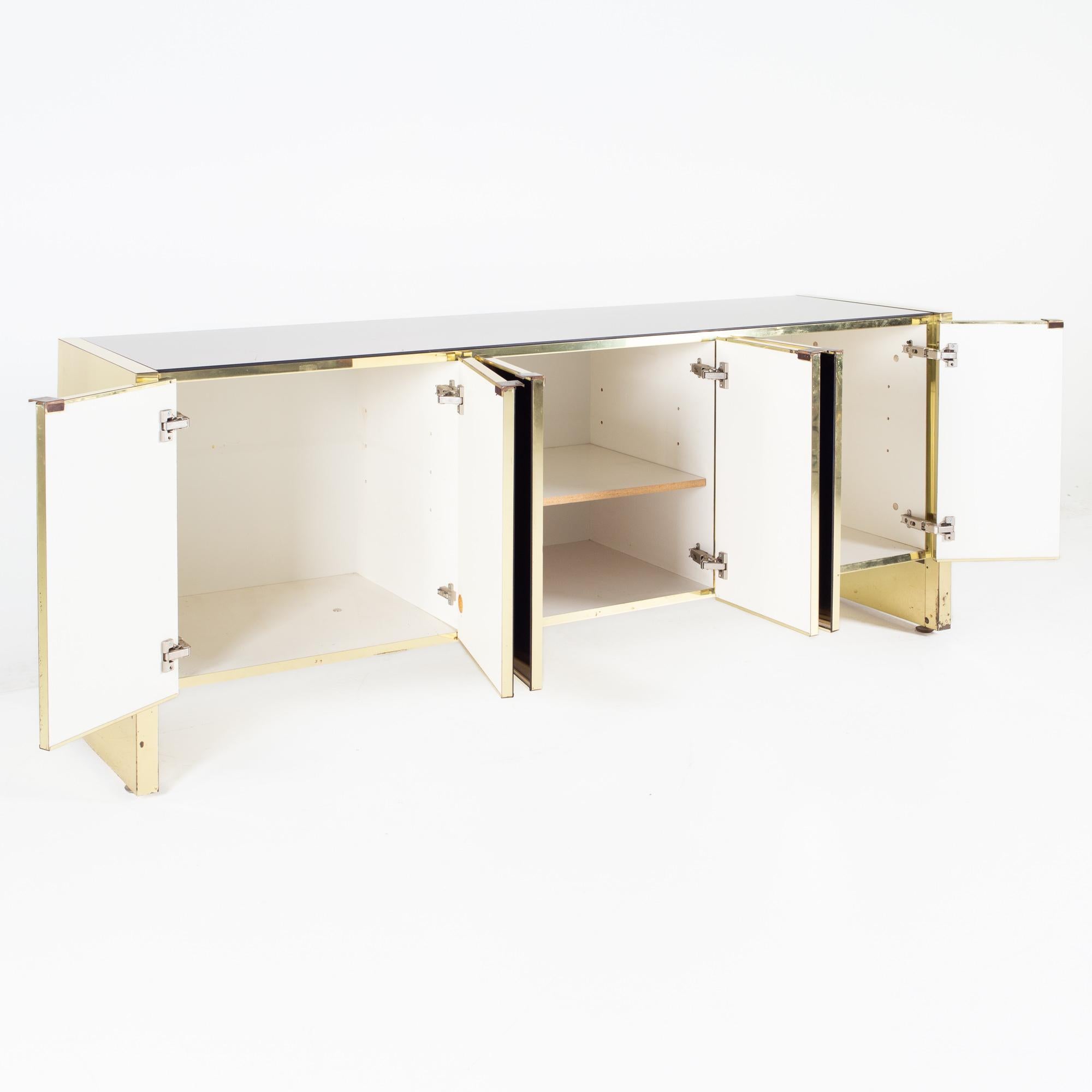 Late 20th Century Ello Mid Century Brass and Mirrored Sideboard Credenza