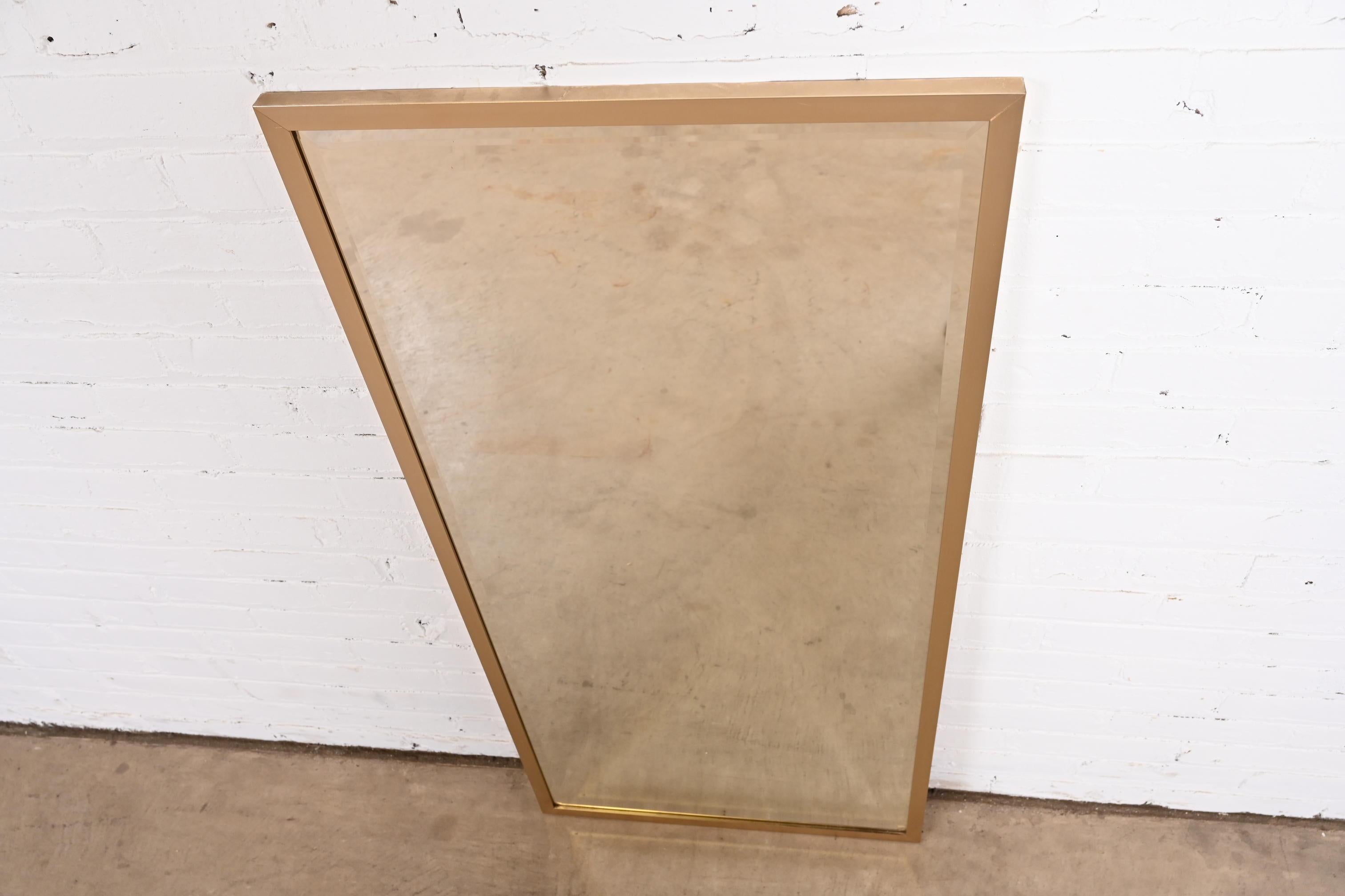 Ello Mid-Century Modern Brass Finish Framed Tall Beveled Wall Mirror, 1970s 4