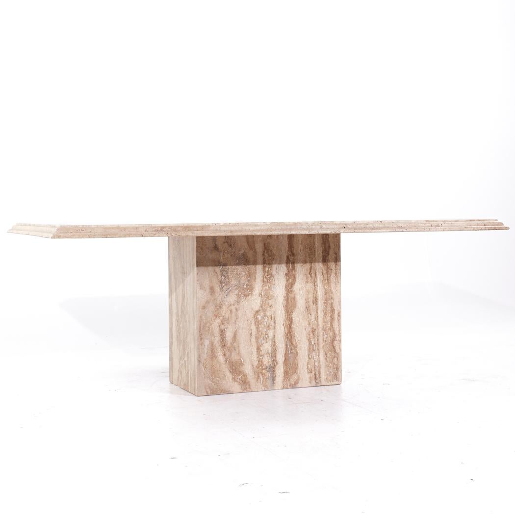 Américain Table de salle à manger Ello mi-siècle en travertin en vente