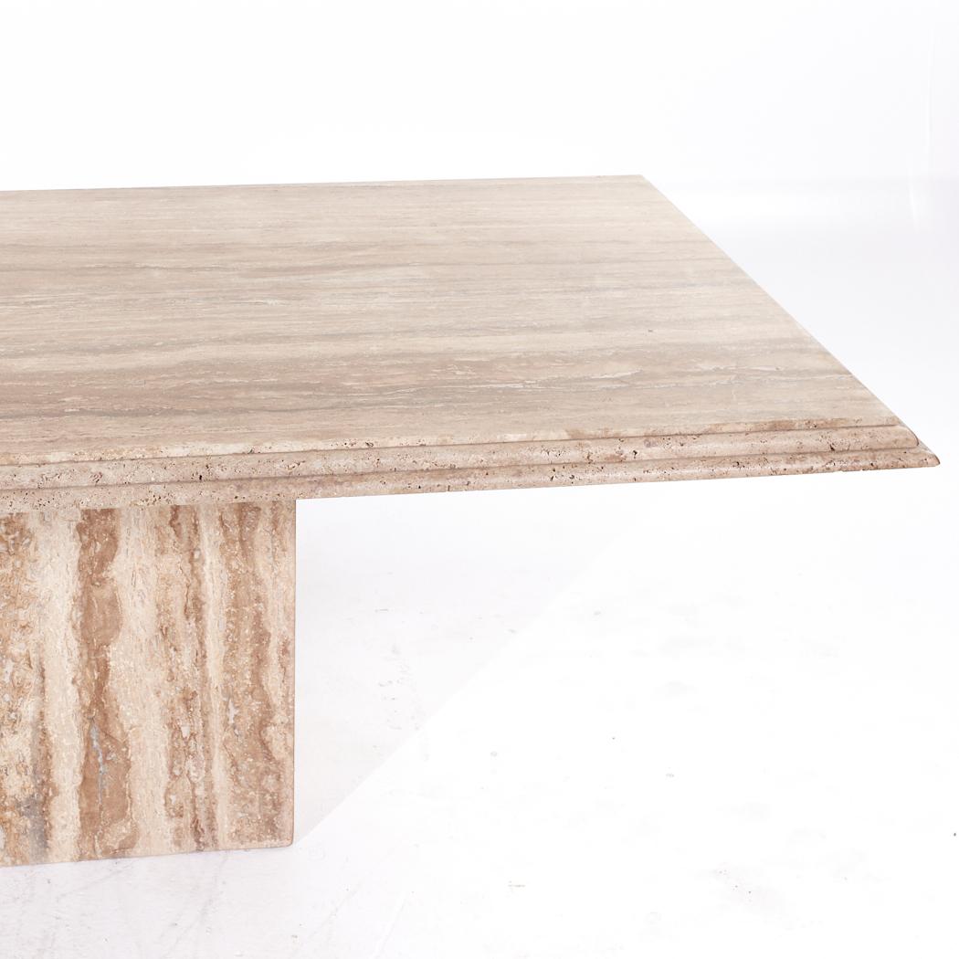 Table de salle à manger Ello mi-siècle en travertin en vente 1