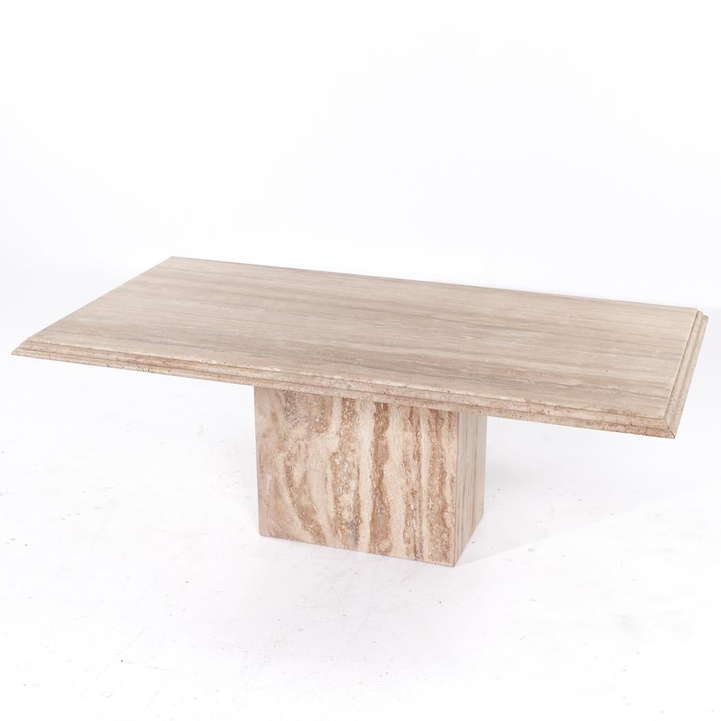 Table de salle à manger Ello mi-siècle en travertin en vente 2