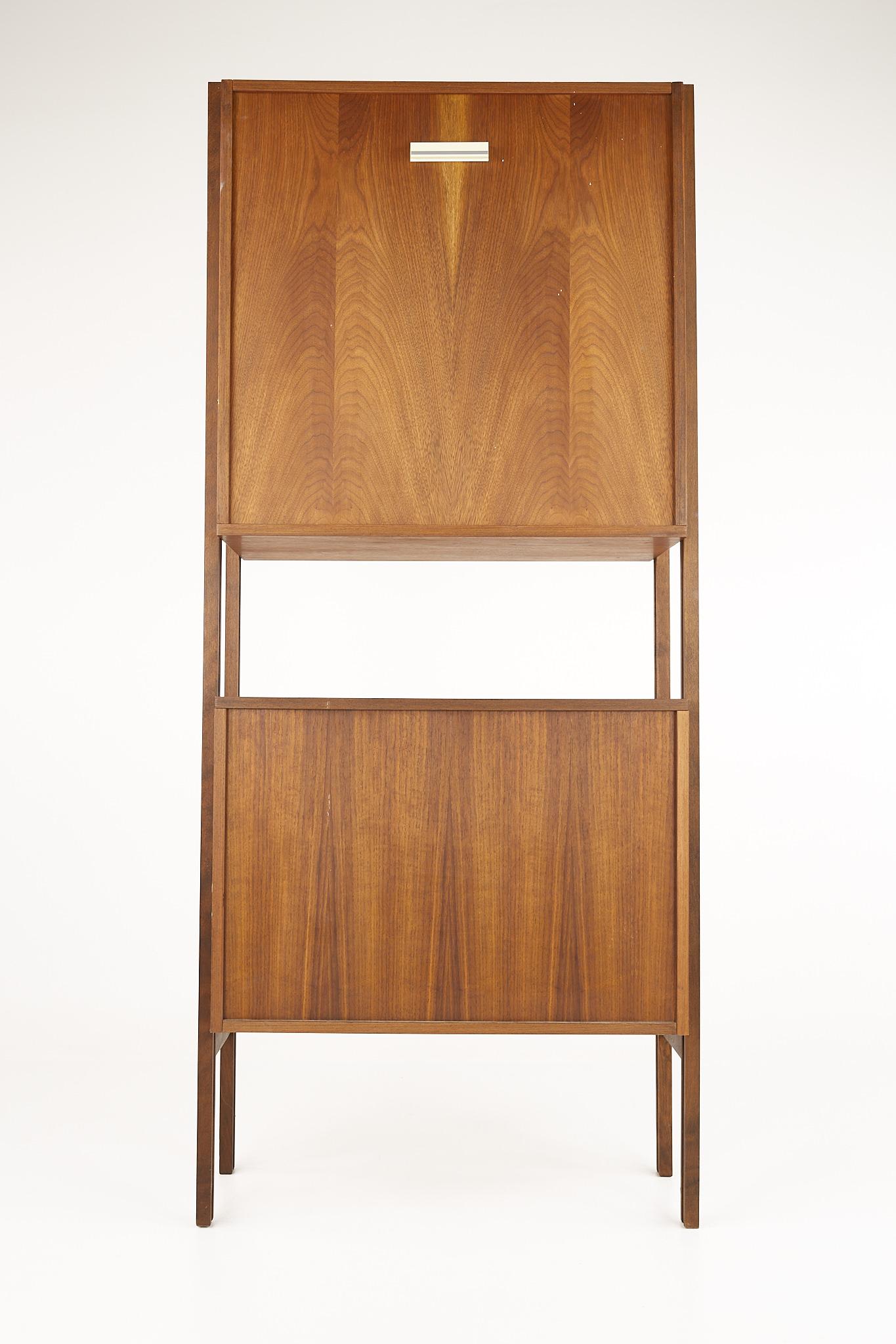 Late 20th Century Ello Mid Century Walnut and Smoked Glass Free Standing Wall Unit