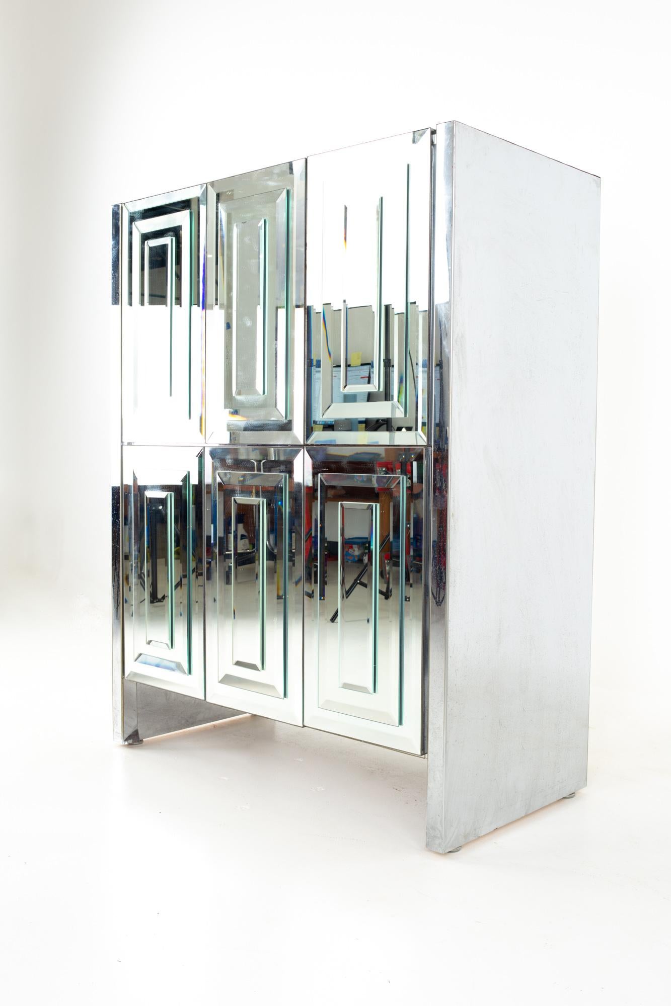 Ello Mid Century skyscraper mirrored highboy gentleman's chest
Gentleman's chest measures: 39.75 wide x 20.25 deep x 51.25 inches high 

All pieces of furniture can be had in what we call restored vintage condition. That means the piece is restored