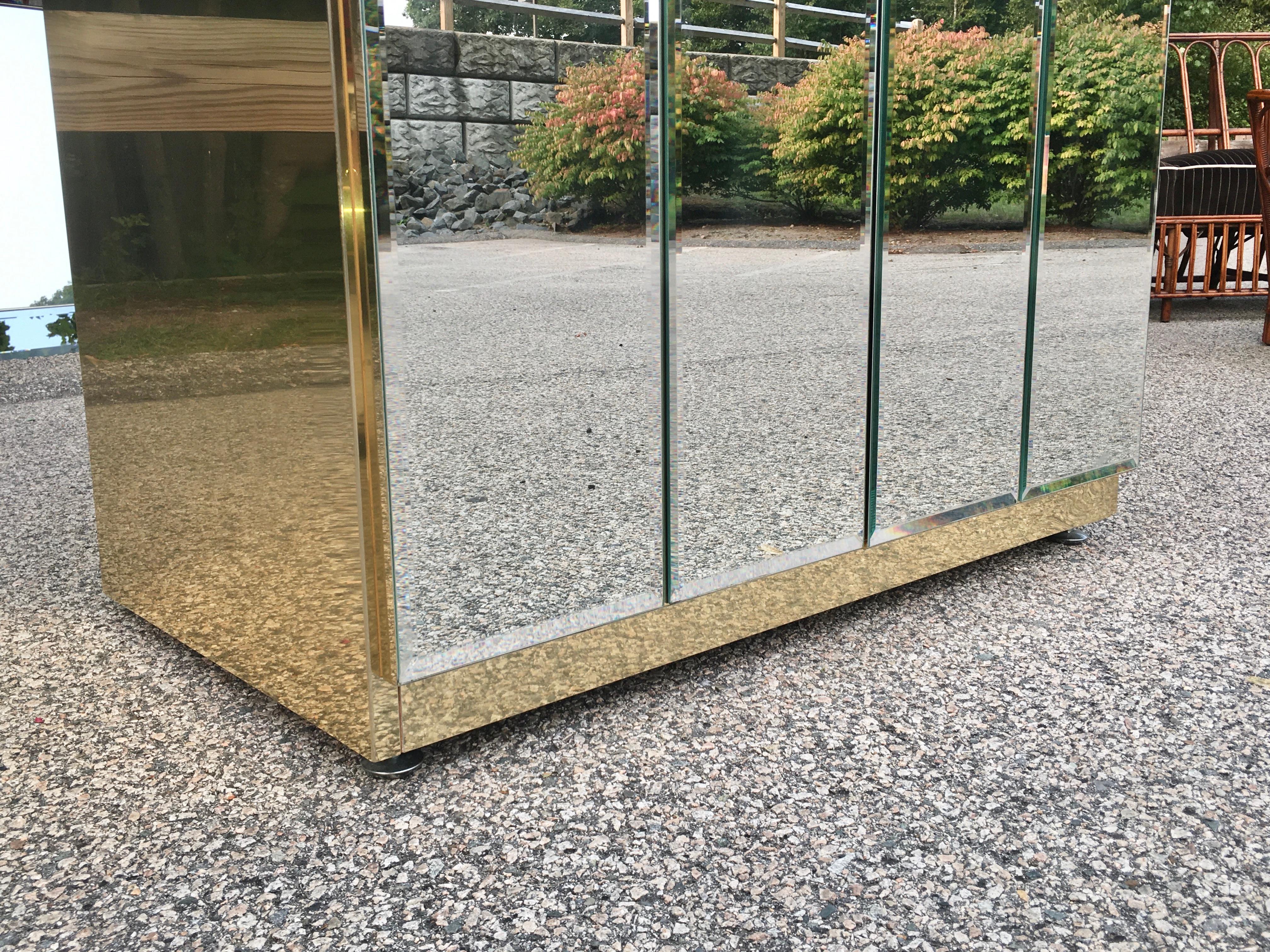 ELLO Mirror and Brass Bar Cabinet by O. B. Solie 3