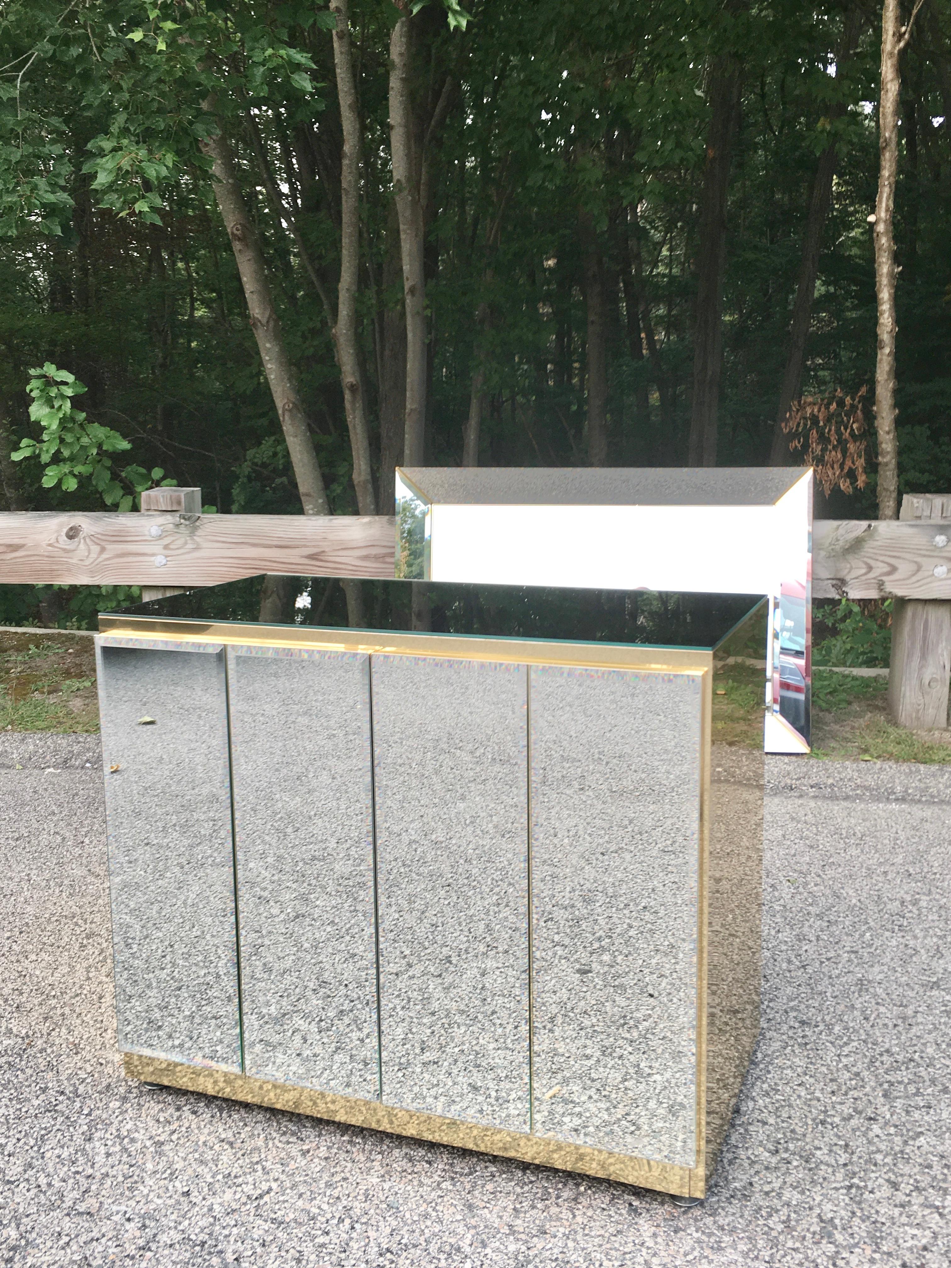 ELLO Mirror and Brass Bar Cabinet by O. B. Solie 6