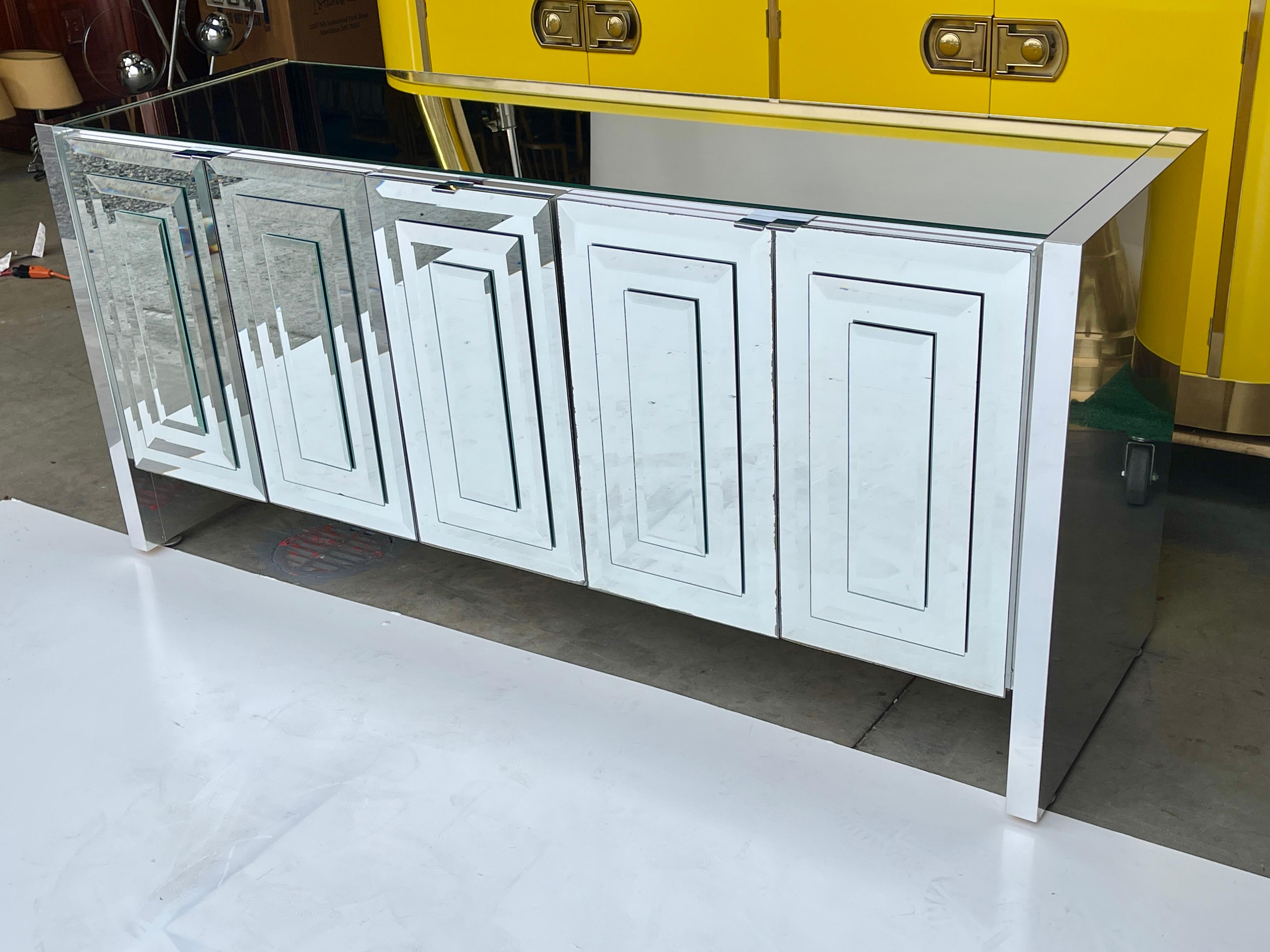 Late 20th Century Ello Mirrored Five Door Sideboard by O. B. Solie For Sale