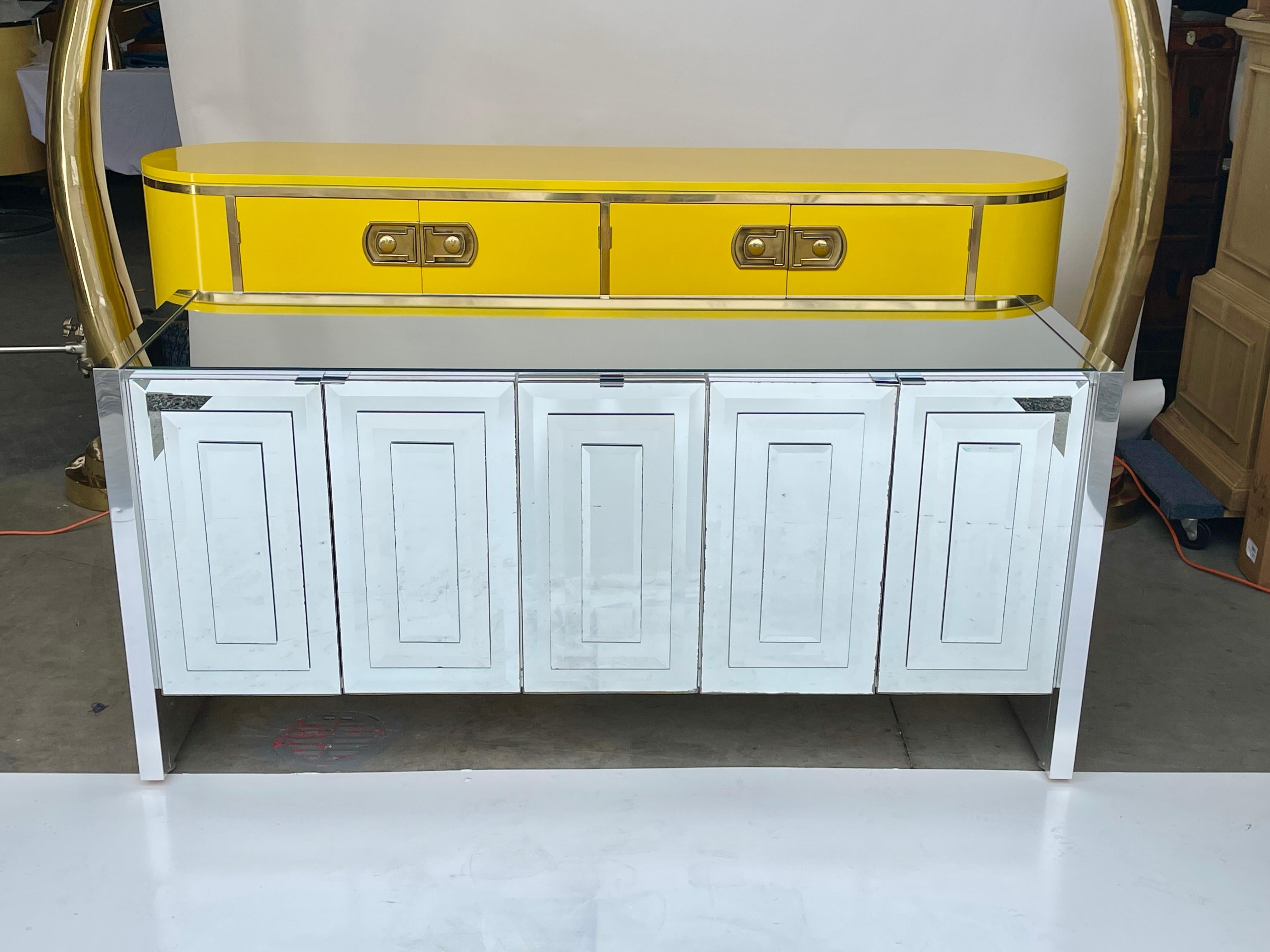 Beveled Ello Mirrored Five Door Sideboard by O. B. Solie For Sale