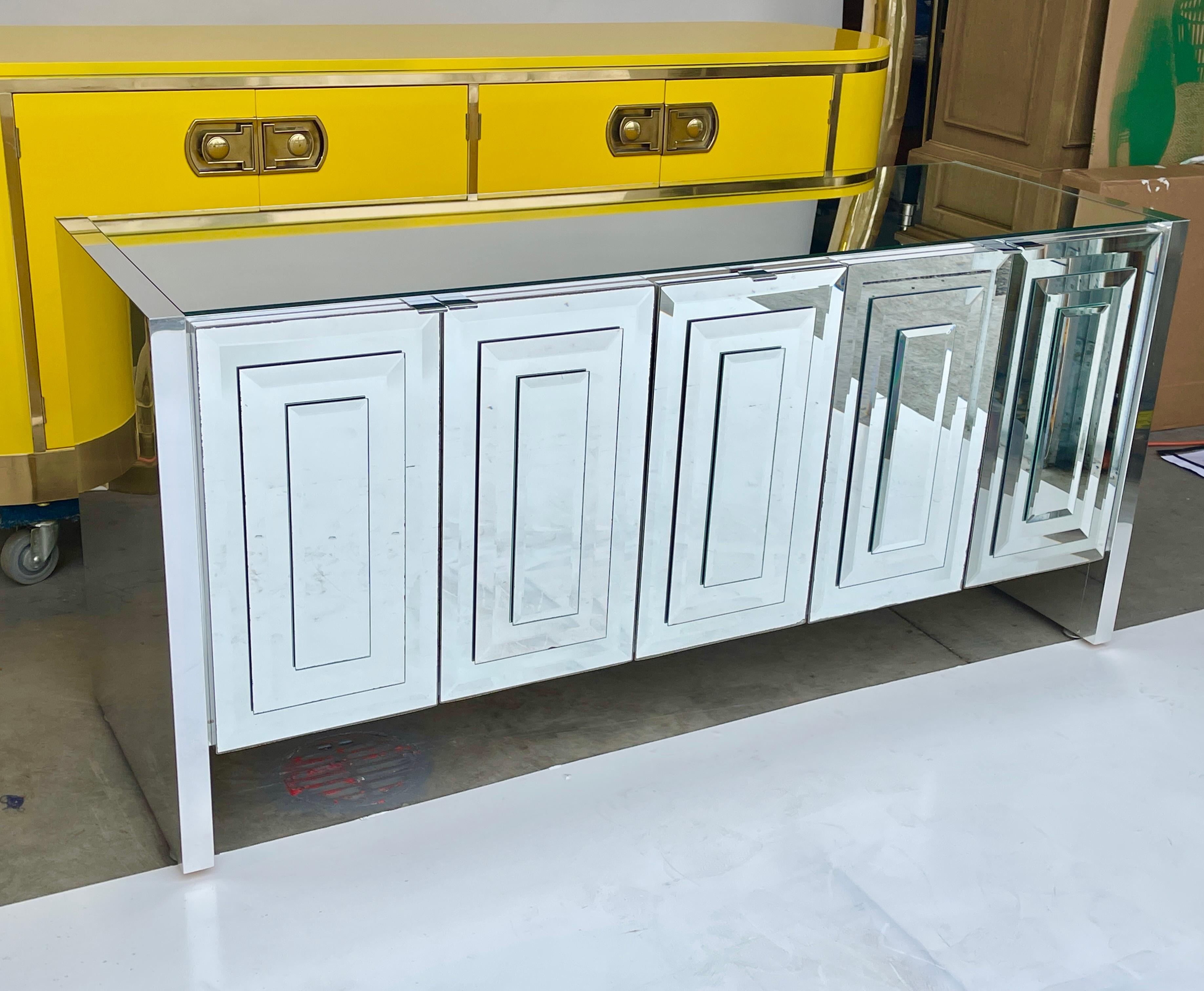 Ello Mirrored Five Door Sideboard by O. B. Solie In Good Condition For Sale In Hanover, MA