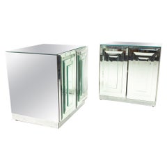 Ello Mirrored Mid Century "Skyscraper" Nightstand, Pair