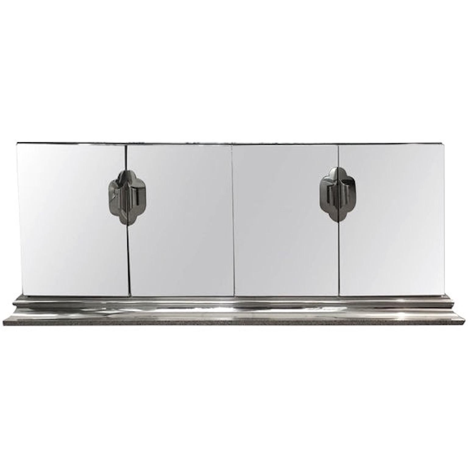 Ello Mirrored Sideboard with Chrome Base and Hardware by O. B. Solie 3