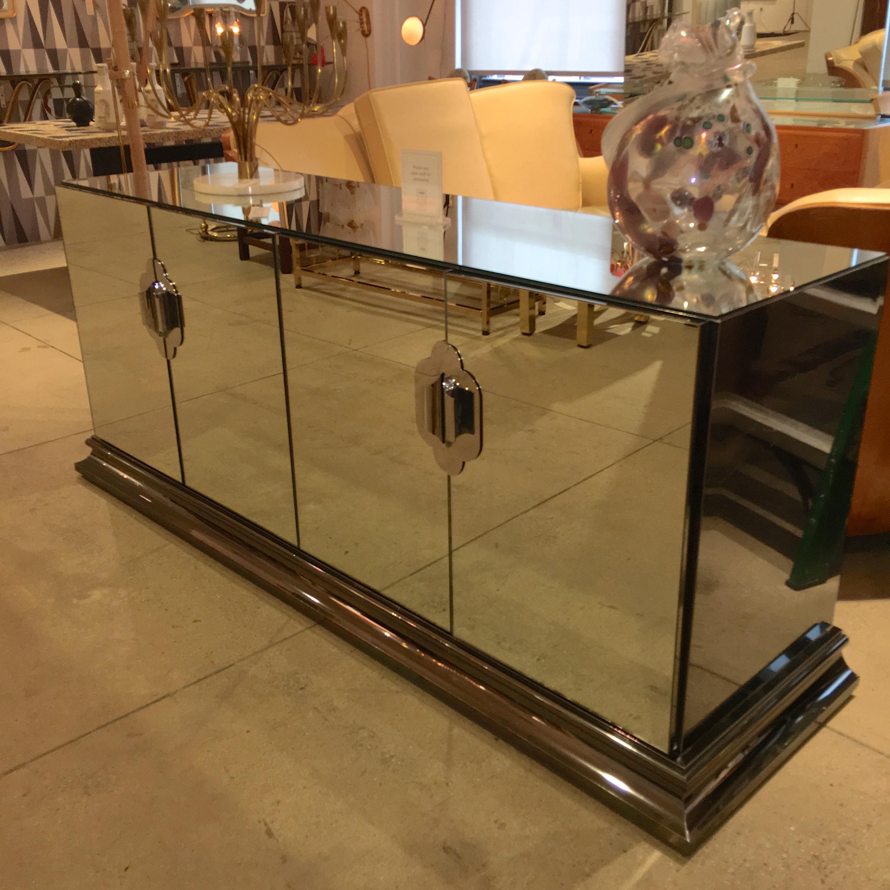American Ello Mirrored Sideboard with Chrome Base and Hardware by O. B. Solie