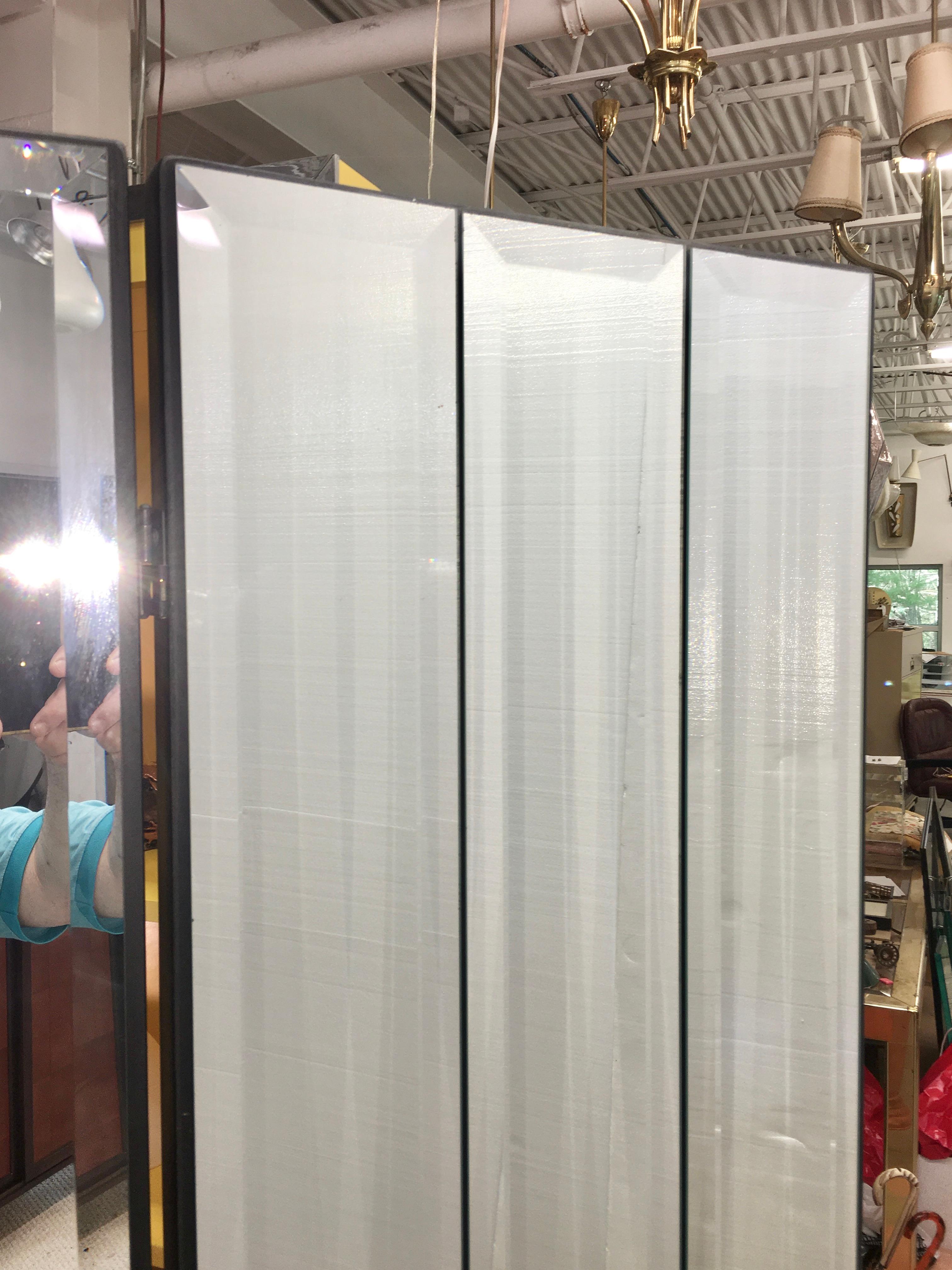 Late 20th Century Ello Mirrored Three-Panel Folding Screen or Room Divider