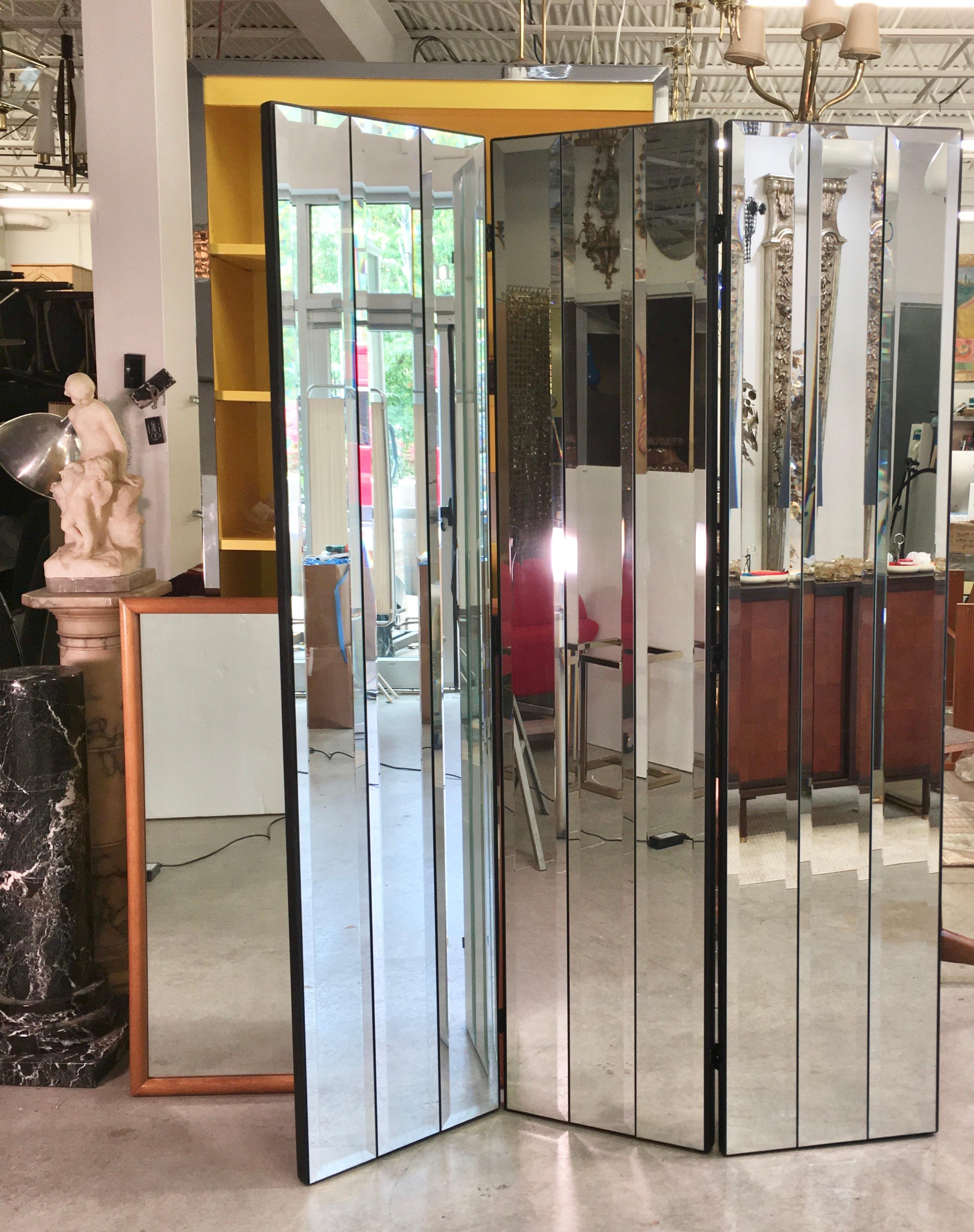 Paravent ou séparateur de pièce Ello à trois panneaux en miroir 10