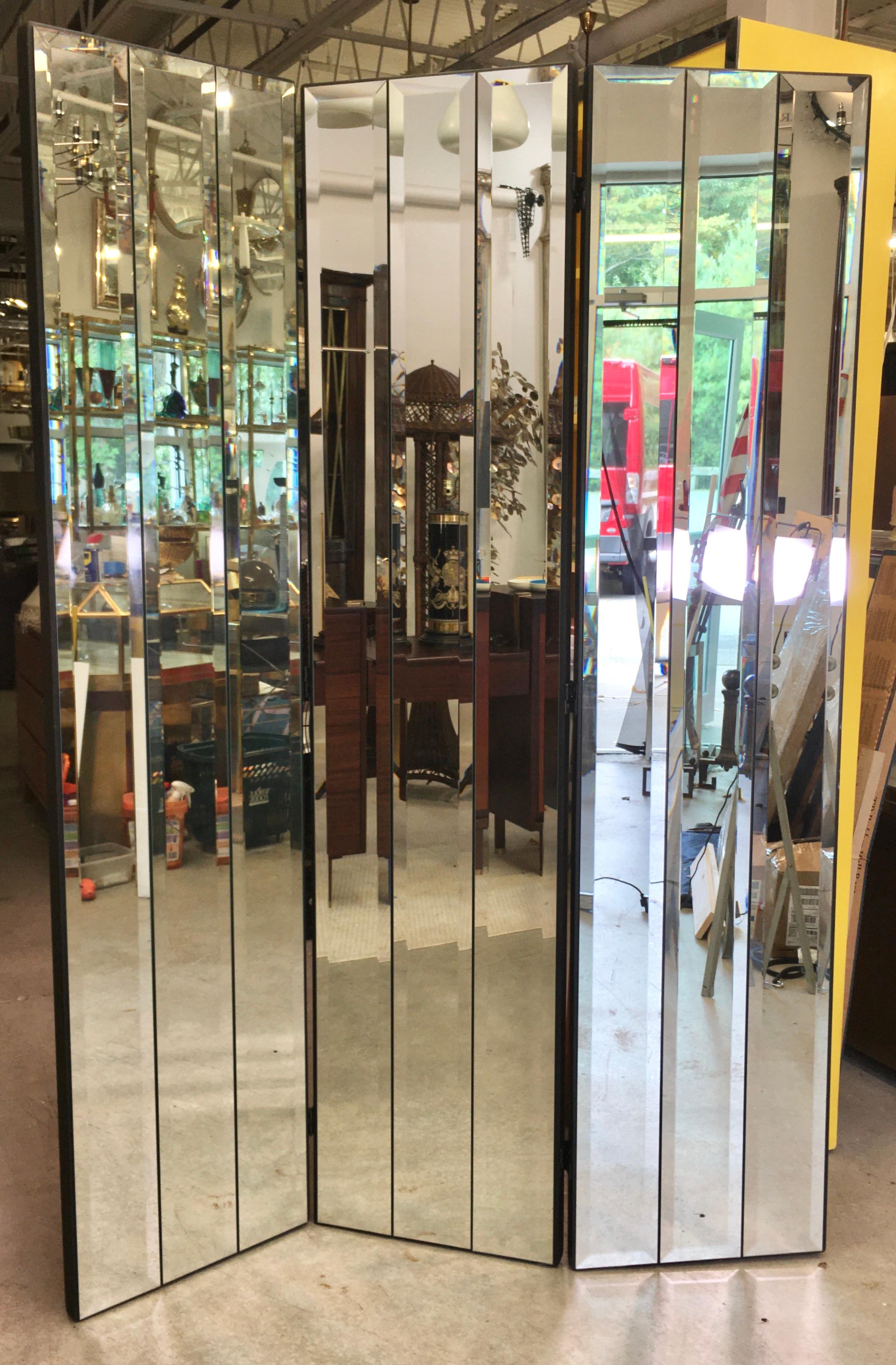 Paravent ou séparateur de pièce Ello à trois panneaux en miroir 11