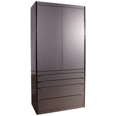 Used Ello Optima Brass and Rose Gray Glass Wardrobe Entertainment Storage Cabinet