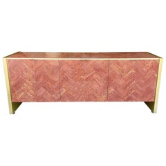 Ello Persisches Sideboard aus rotem Travertin und Messing