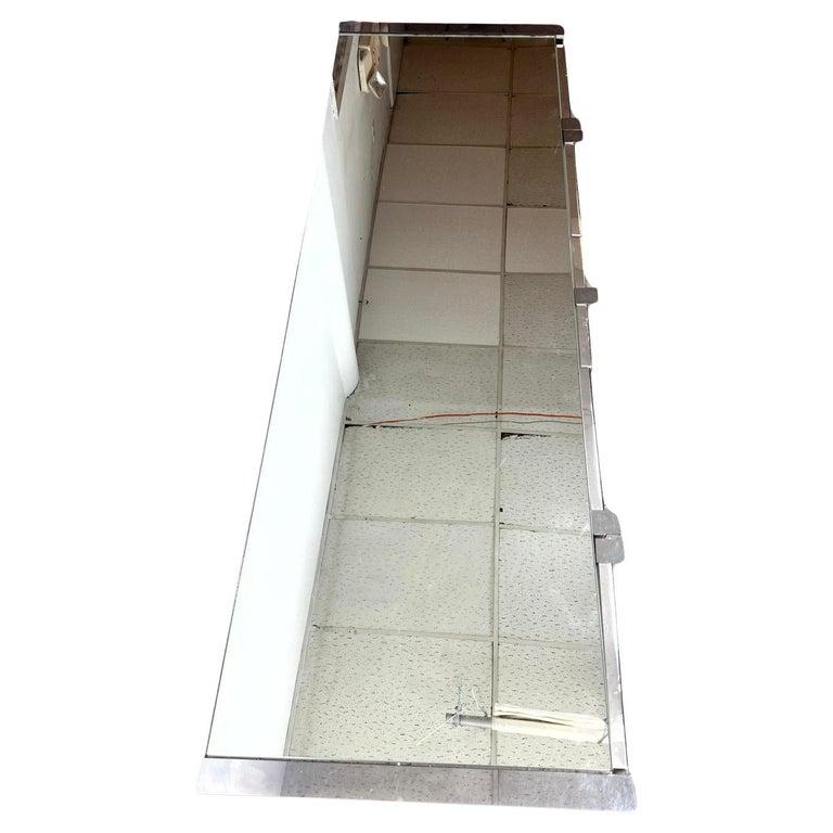 Mid-Century moderno Ello Post Modern Mid century layered Glass Mirror 5 door Credenza C.C. 1980s in vendita