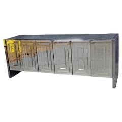 Ello Post Modern Mid century Espejo de cristal estratificado 6 puertas Credenza C. 1980