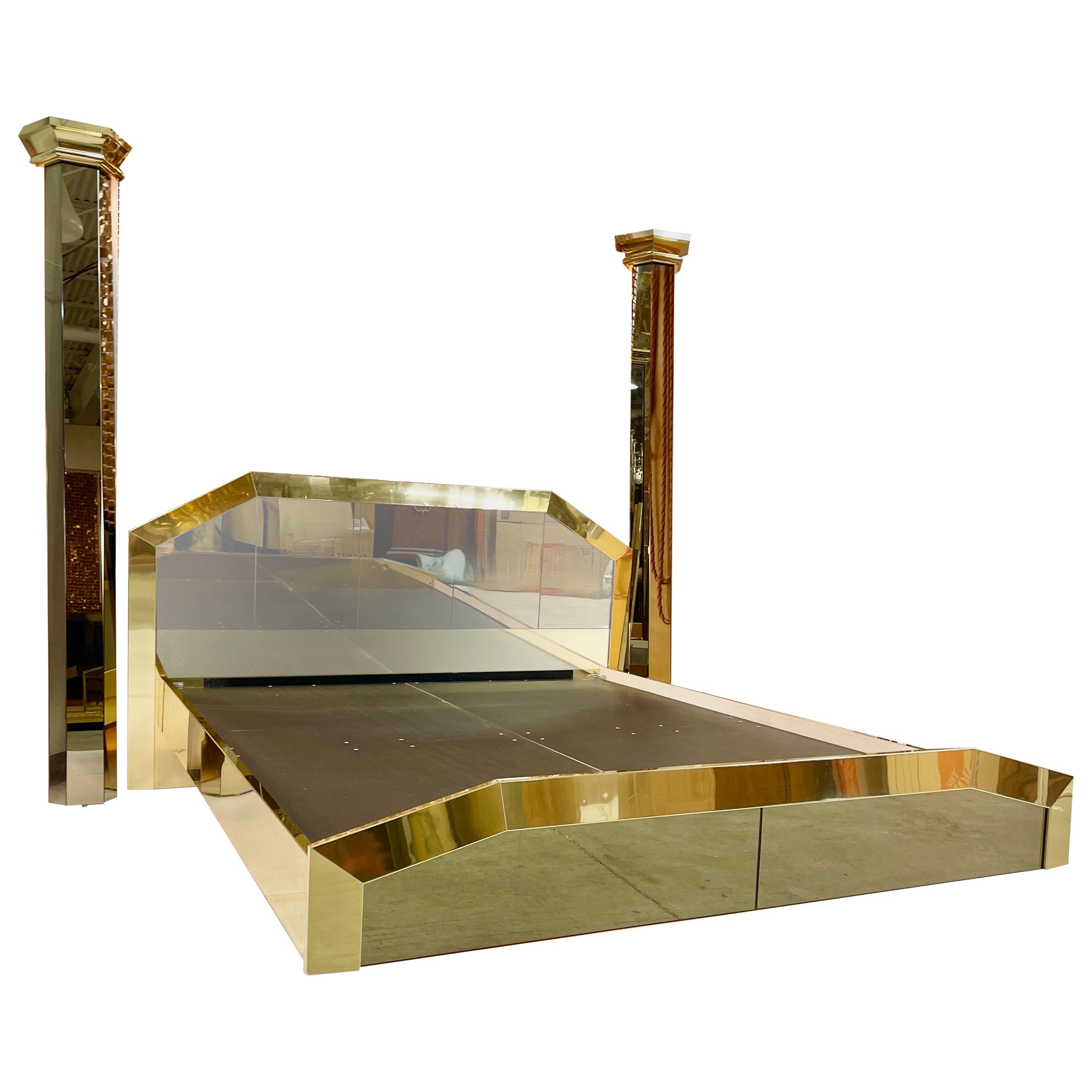 Ello Queen Bed Regency Imperial Brass and Bronze Mirror  For Sale