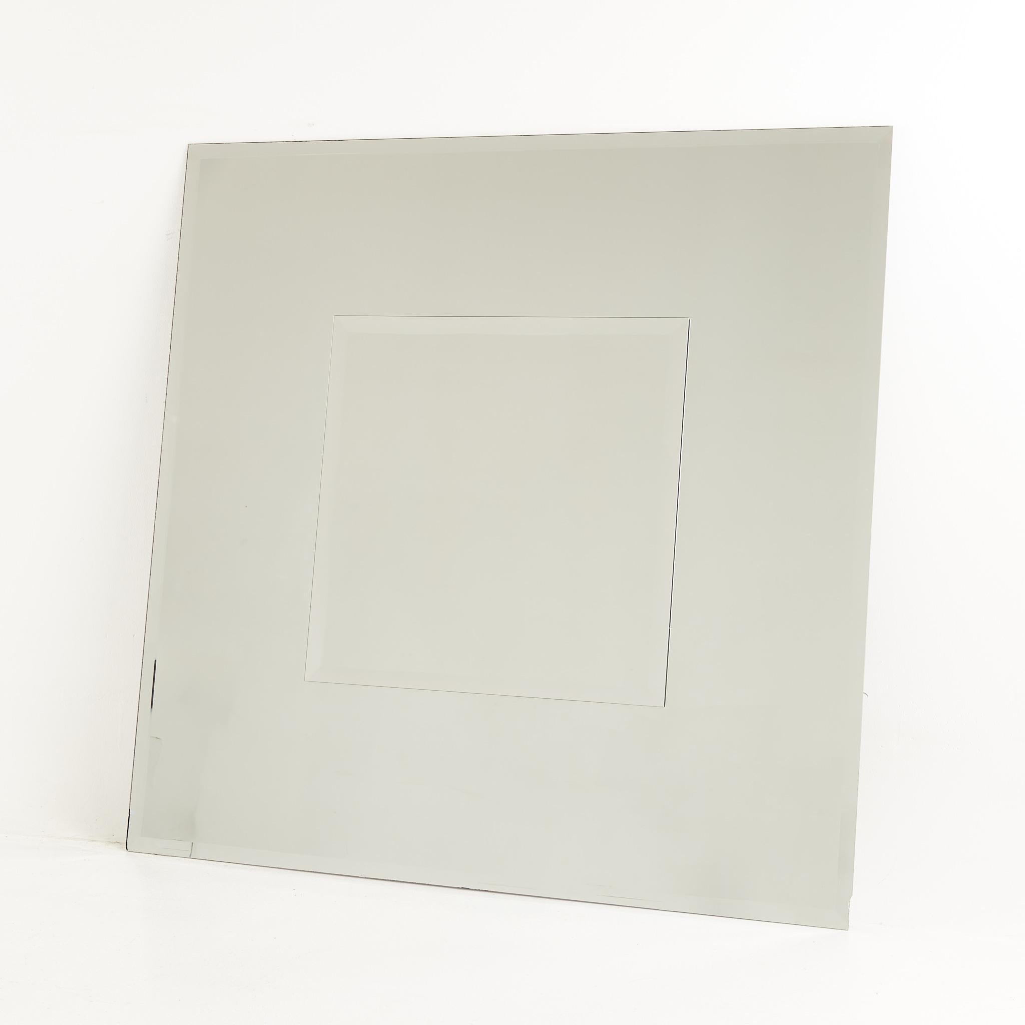 Mid-Century Modern Ello Skyscraper Style Mid Century Beveled Edge Square Mirror For Sale